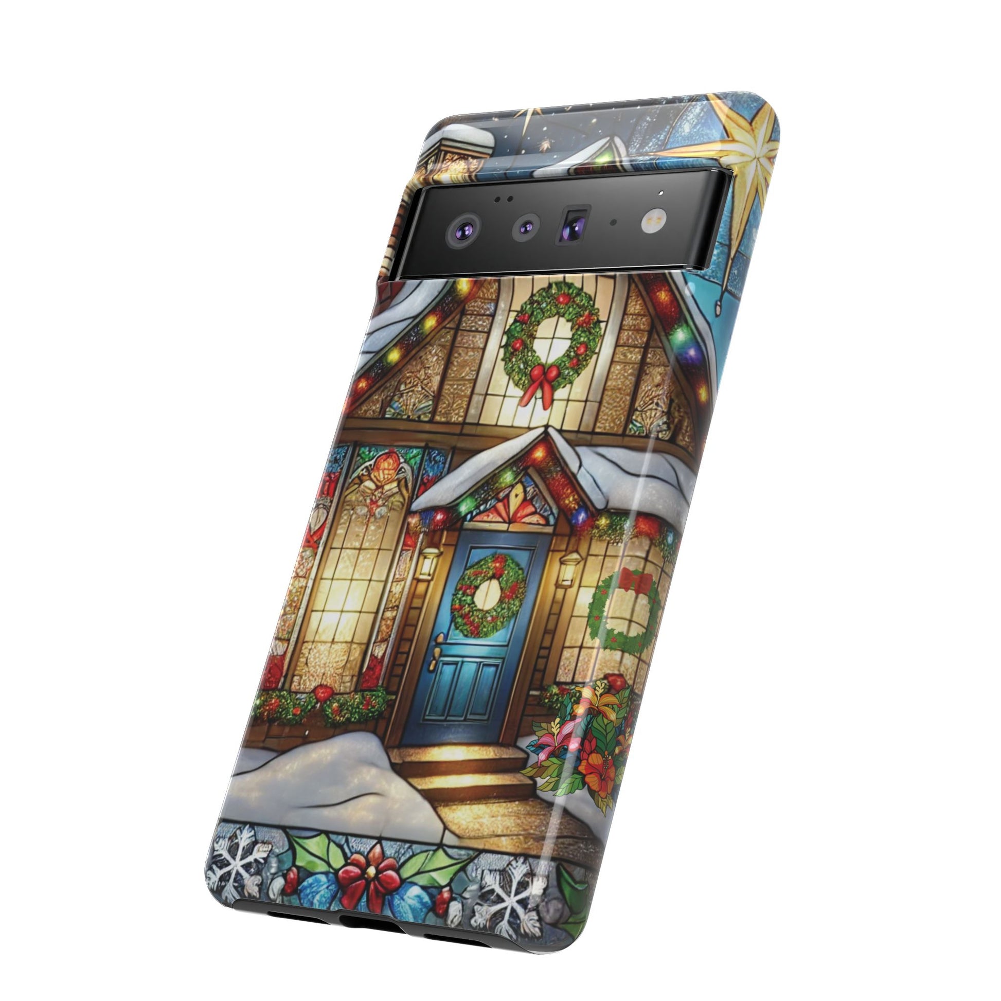 Stain Glass Christmas Phone Case Unique Holiday Protection for Your Device | Stylish & Durable Cover Gift for Her Phone 15, Samsung iPhone Samsung Accessory Gift for Her