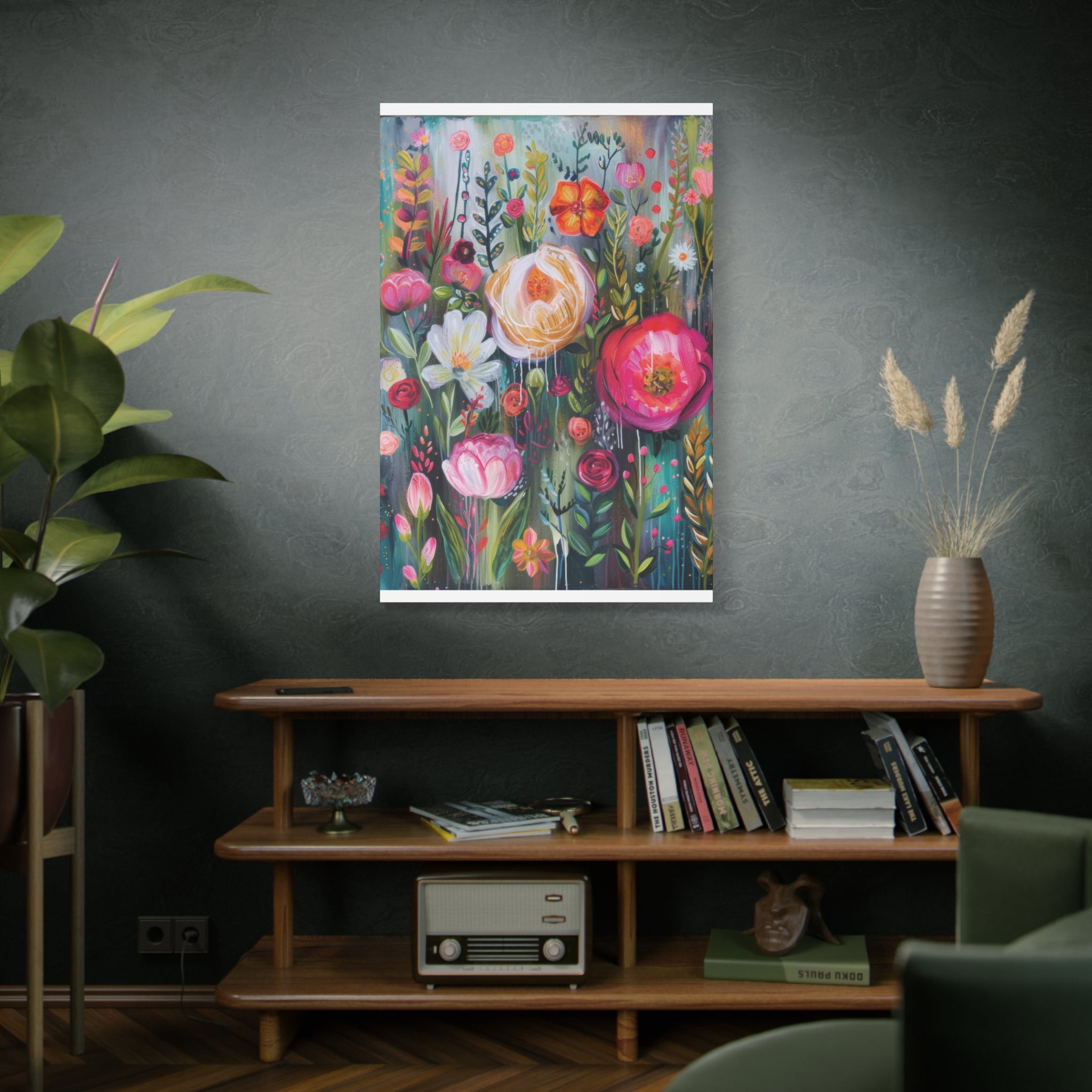 Watercolor Boho Floral Wall Art Matte Canvas Stretched, Vibrant Botanical Design, Perfect for Living Room, Bedroom, or Office Decor, Adds a Stylish Touch to Any Space - MRSBYVALLE