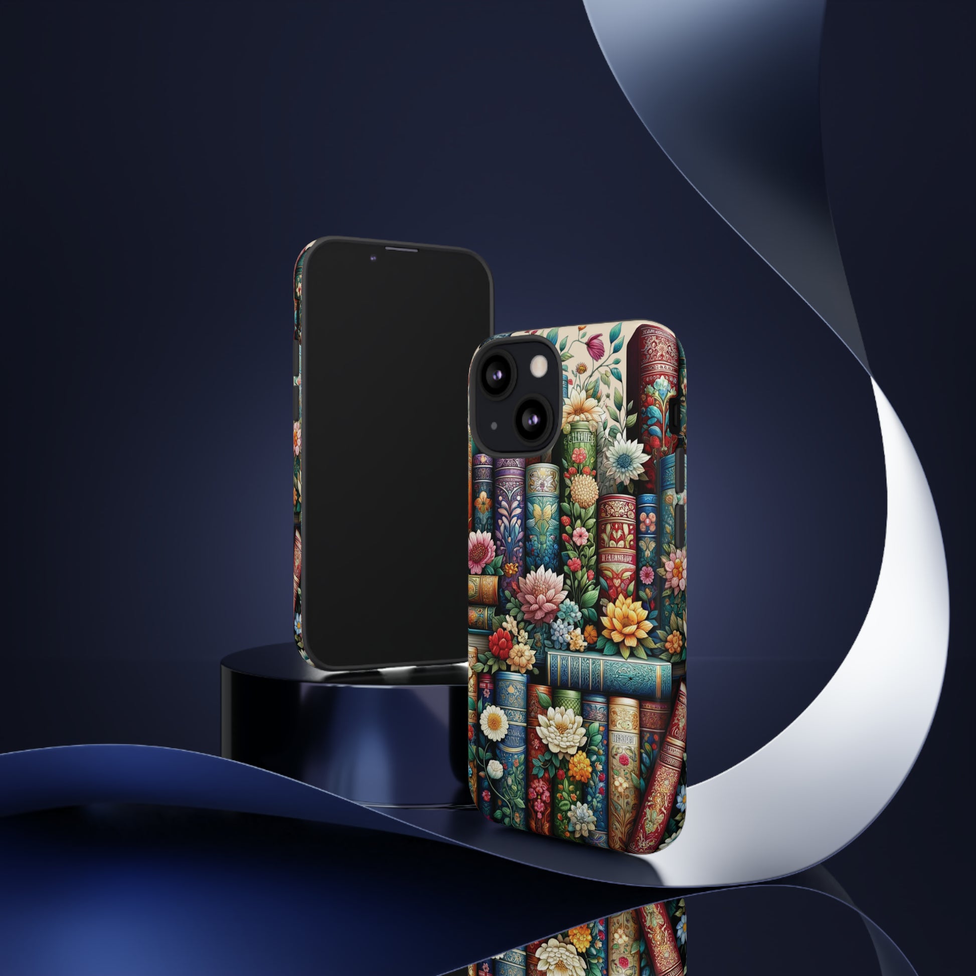 Books and Floral Boho Luxury Phone Tough Case Floral Elegant Durable Stylish for Modern Devices iPhone 15, Samsung iPhone Samsung Accessory Gift for Her.