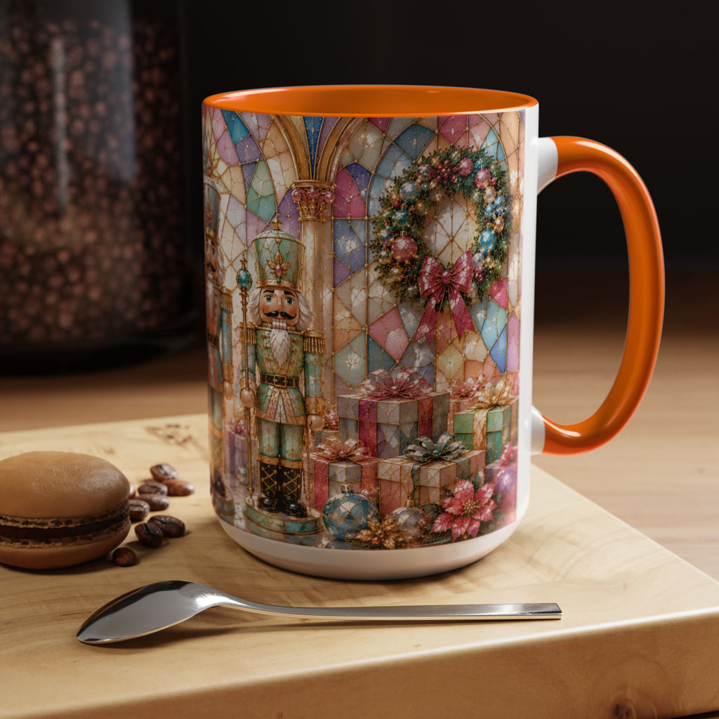 Nutcracker Christmas Coffee Mug – Festive Stained-Glass Holiday Accent Cup (11/15oz) Gift for Her