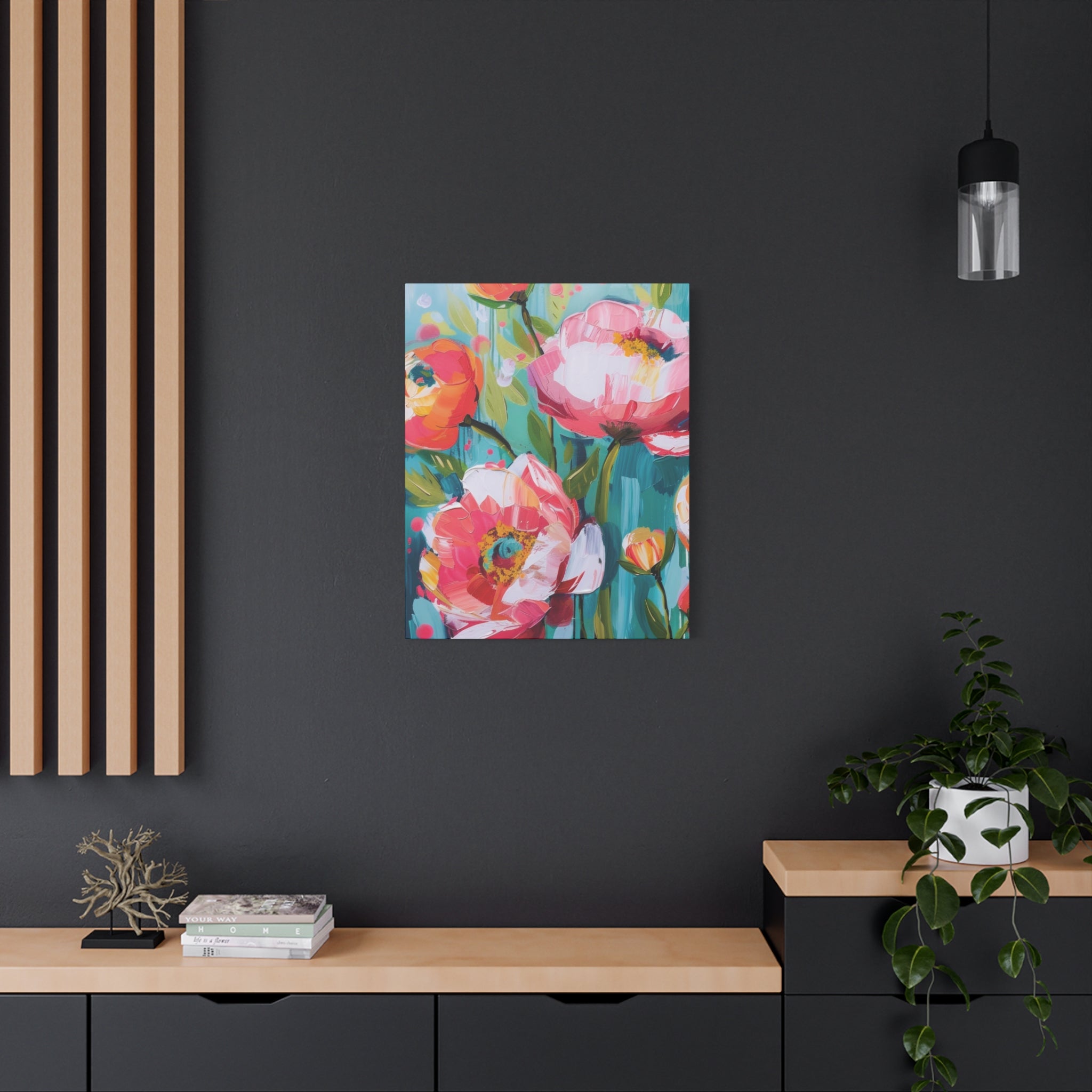 Unique Boho Floral Wall Art Matte Canvas Stretched, Vibrant Botanical Design, Perfect for Living Room, Bedroom, or Office Decor, Adds a Stylish Touch to Any Space - MRSBYVALLE