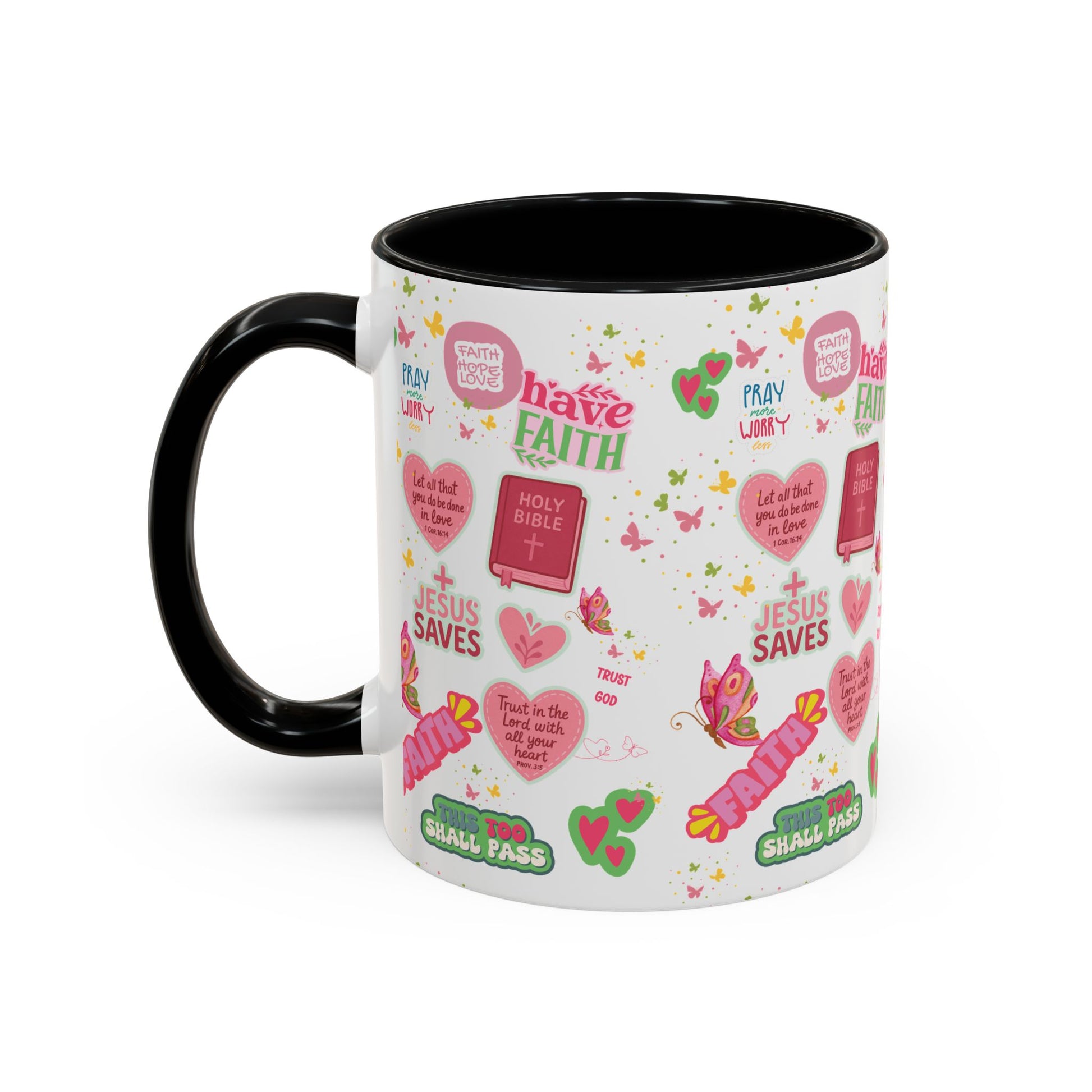 Start Your Day with Faith | Christian Mug with Bible Verse | Inspirational Gift for Christians | 11oz and 15oz Ceramic Coffee Mug Cozy Spring Mornings