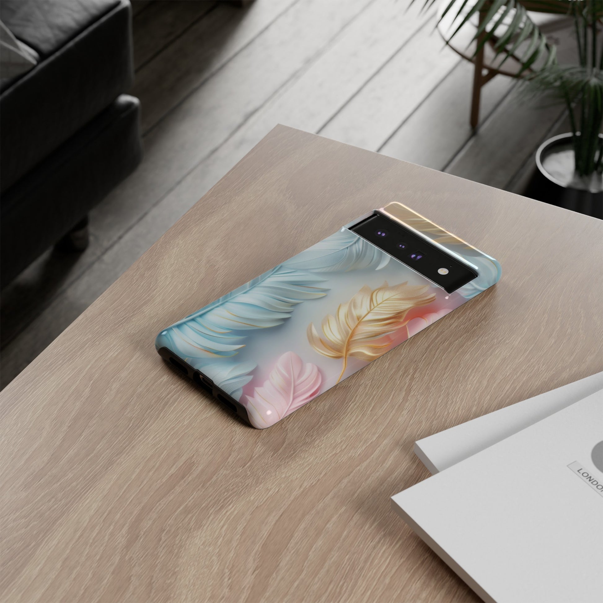 Pastel Feathers Protective Phone Case Gift for Her Phone 15, Samsung iPhone Samsung Gift for Her Case iPhone 15, Samsung iPhone Samsung Accessory Gift for Her