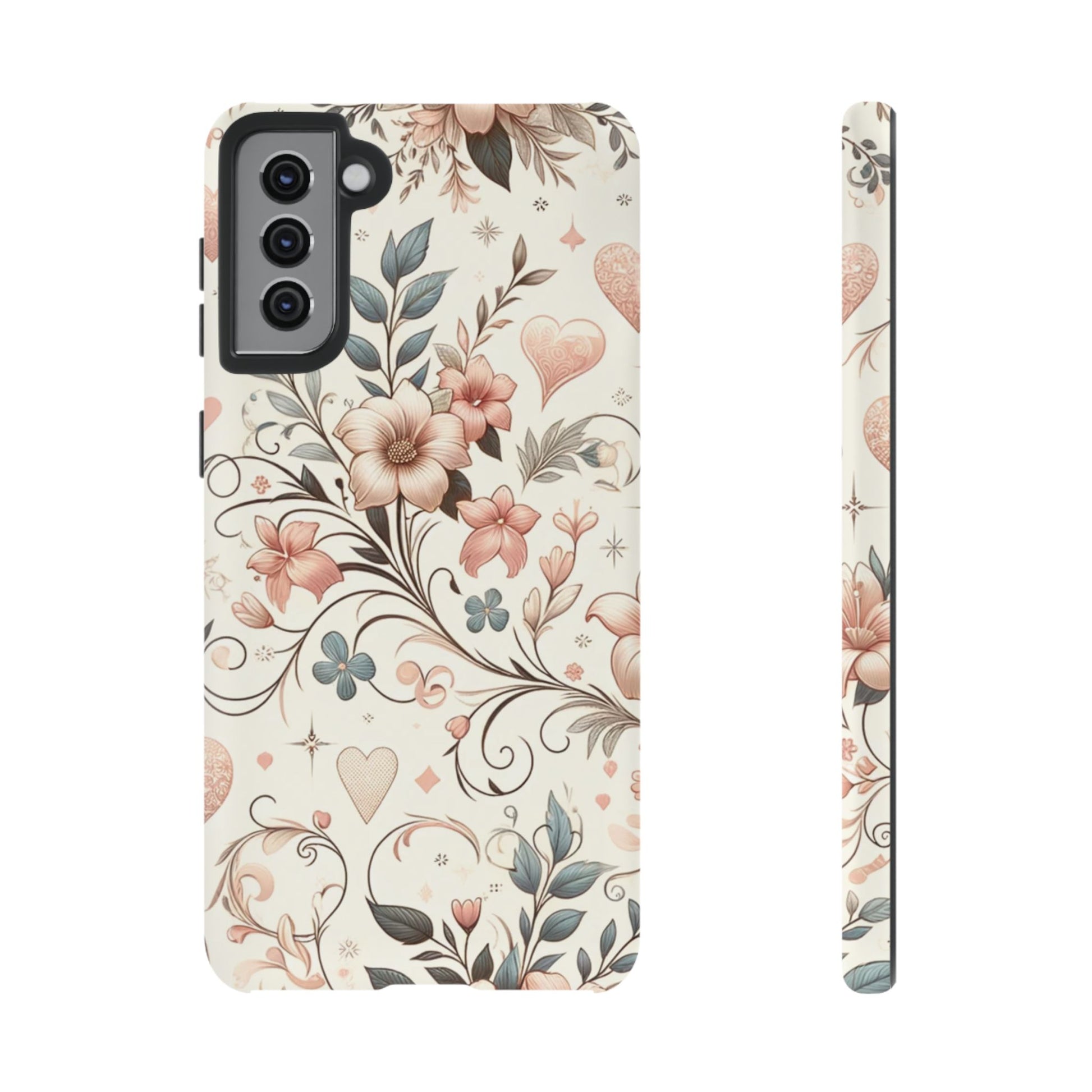 Floral Design Luxury Phone Tough Case Floral Elegant Durable Stylish for Modern Devices iPhone 17, 16 15, Samsung iPhone Samsung Accessory Gift for Her