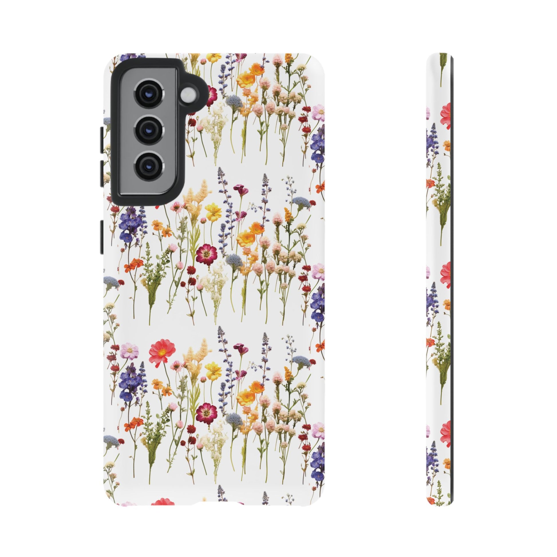 White Best Phone Case Press Flowers Floral 3D Illusion Luxury Tough Case Floral Elegant Durable Stylish for Modern Devices iPhone 17, 16, 15, Samsung iPhone Samsung Accessory Gift for Her