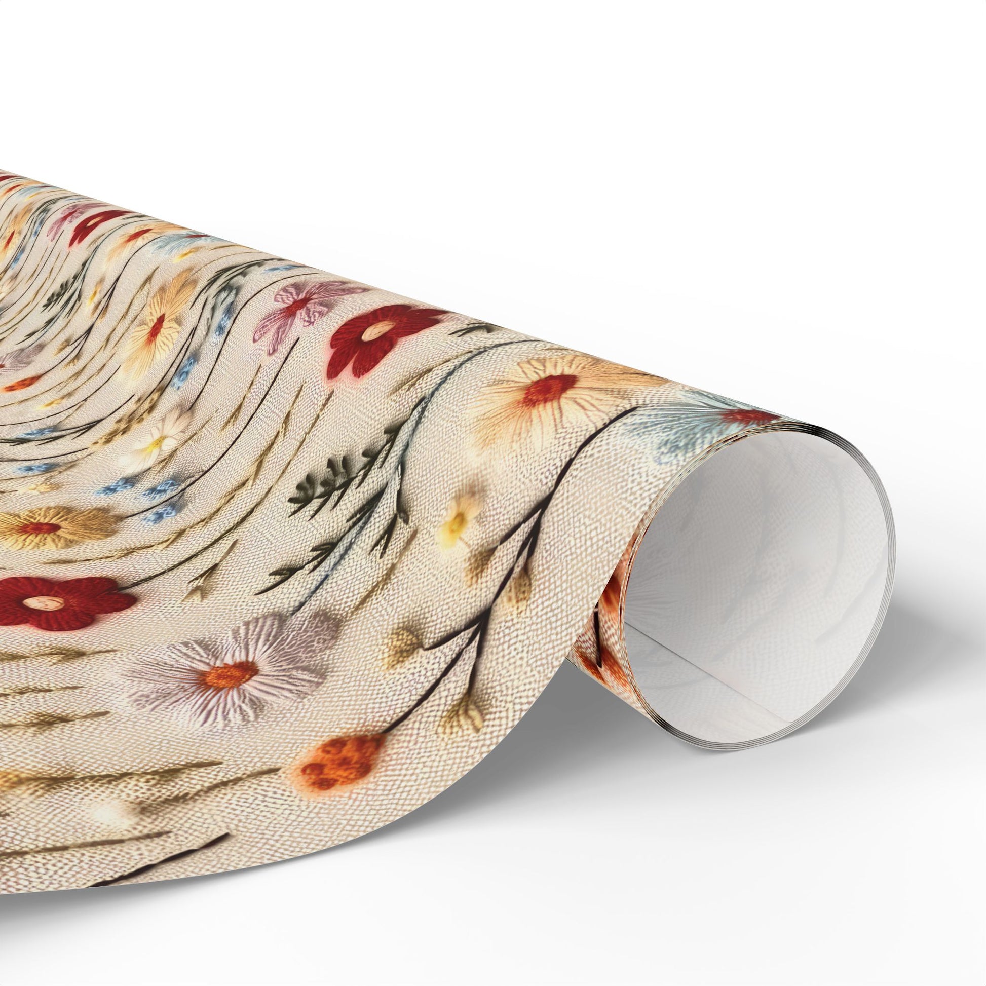 BOHO 3D Illusion Wildflowers Gift Wrap it's Perfect for Weddings, Bridal and Baby Showers Eco-Friendly, Vibrant Design in Matte Satin, All Occasion