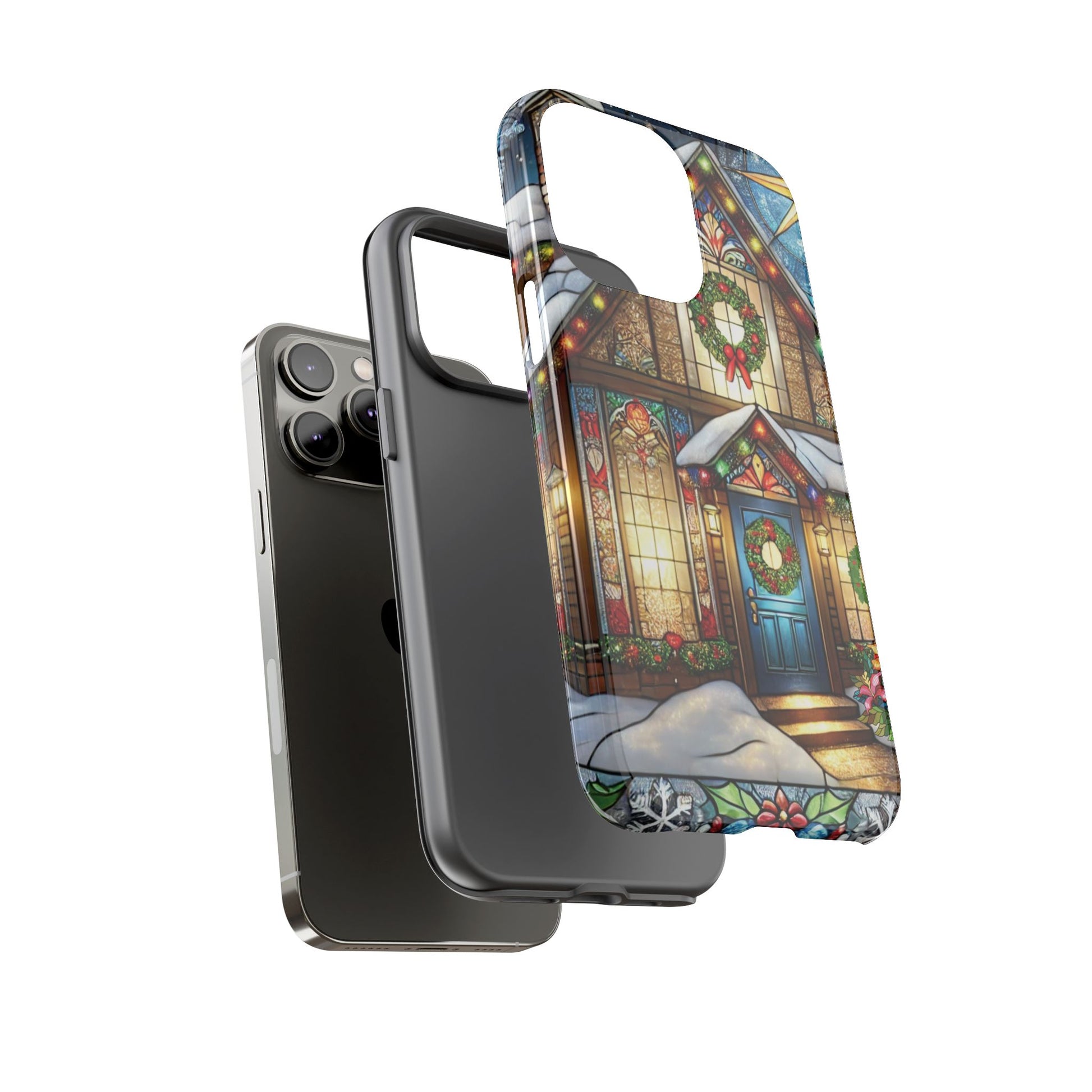 Stain Glass Christmas Phone Case Unique Holiday Protection for Your Device | Stylish & Durable Cover Gift for Her Phone 15, Samsung iPhone Samsung Accessory Gift for Her
