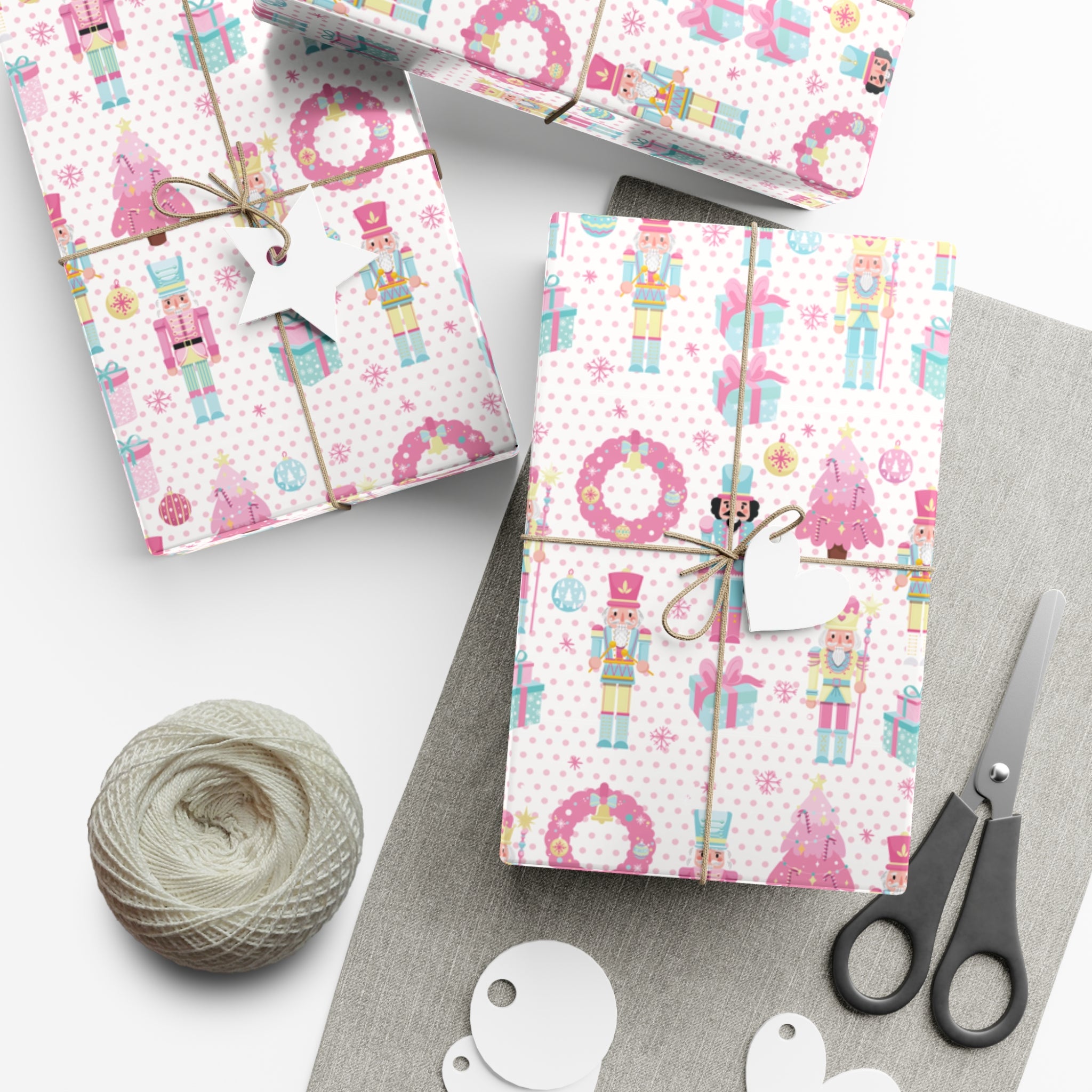 Pink Christmas Nutcrackers Wrapping Paper | Vibrant Seasonal Blooms | Perfect for Thanksgiving, Birthdays, Special Occasions | Premium Quality Gifts Moms - MRSBYVALLE
