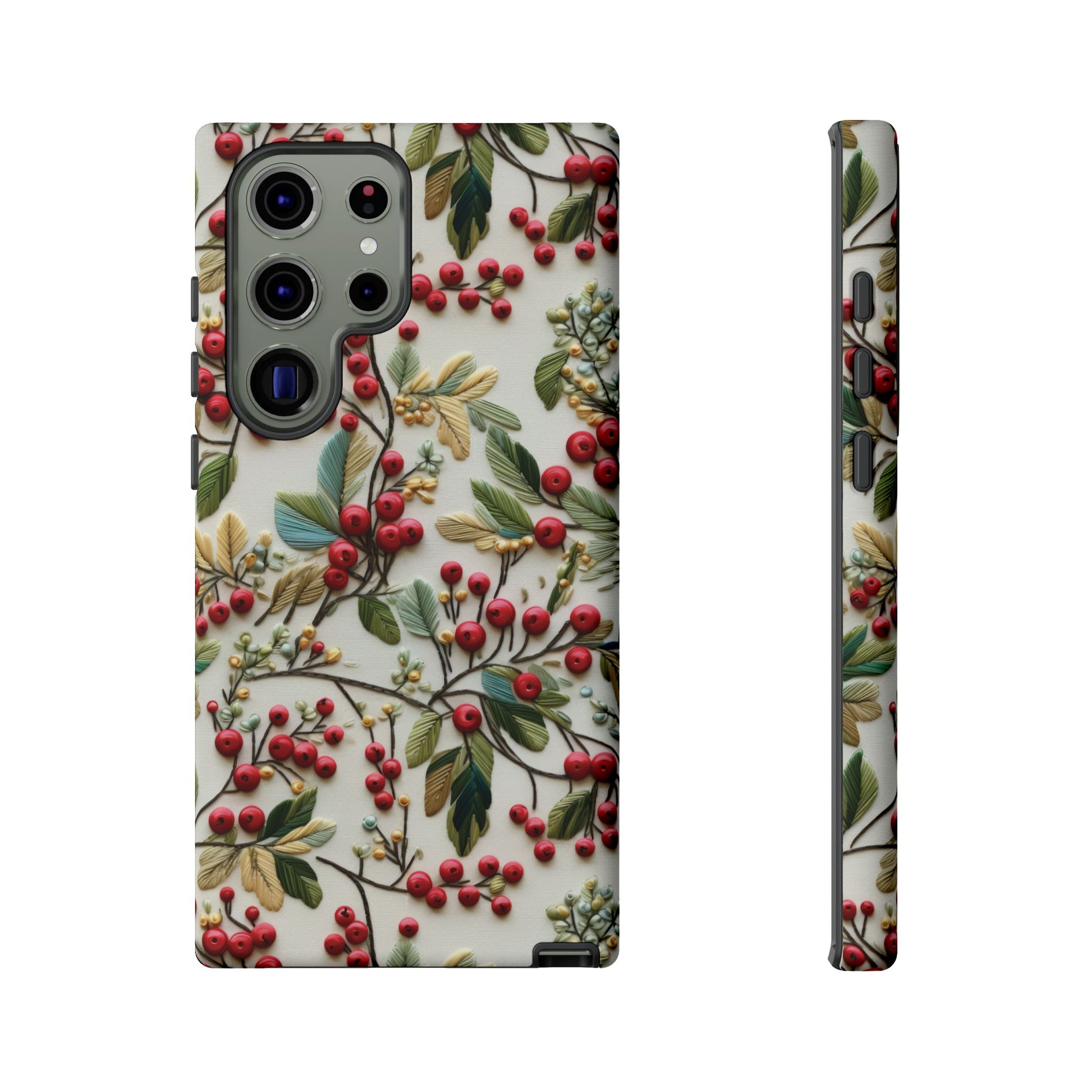 Holly Christmas Wildflowers Boho Chic Design Phone Case - Stylish, Protective Cover for All Models Gift for Mom Accessory Gift for Her