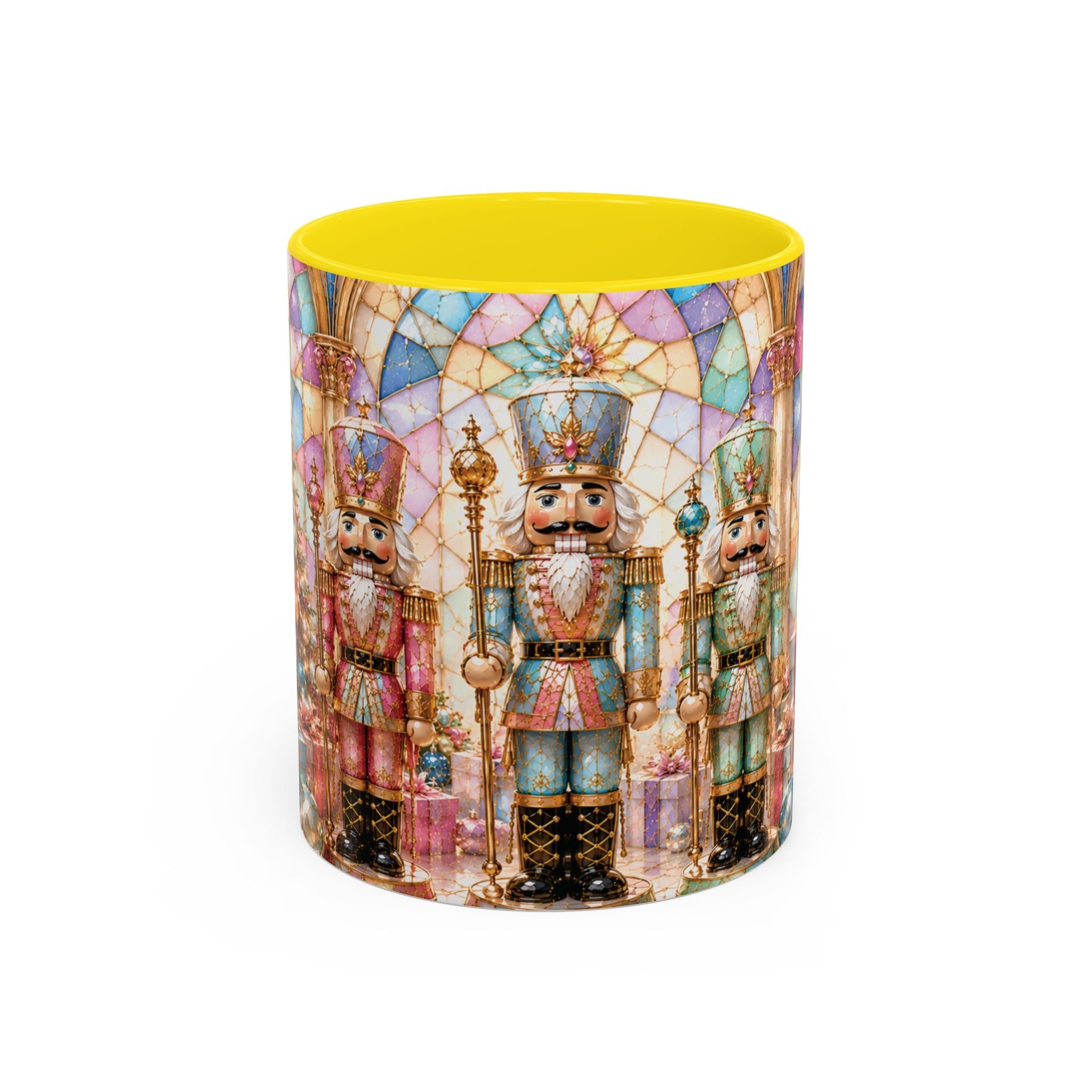 Nutcracker Christmas Coffee Mug – Festive Stained-Glass Holiday Accent Cup (11/15oz) Gift for Her