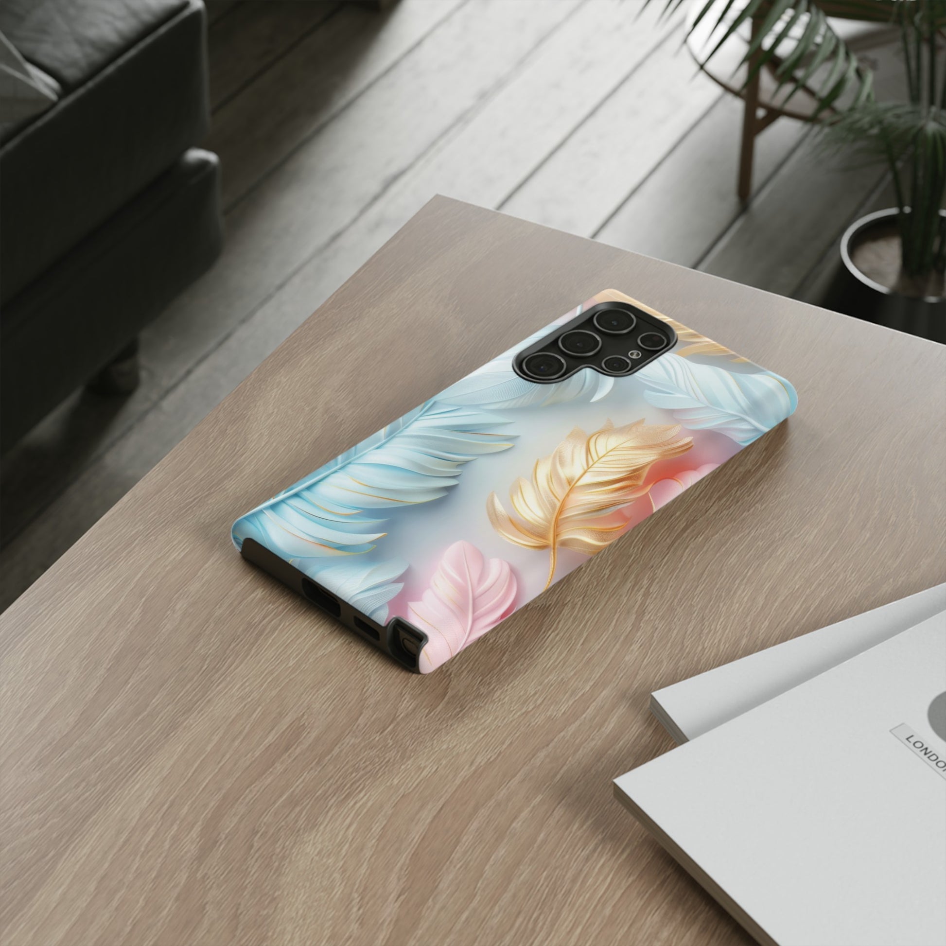Pastel Feathers Protective Phone Case Gift for Her Phone 15, Samsung iPhone Samsung Gift for Her Case iPhone 15, Samsung iPhone Samsung Accessory Gift for Her