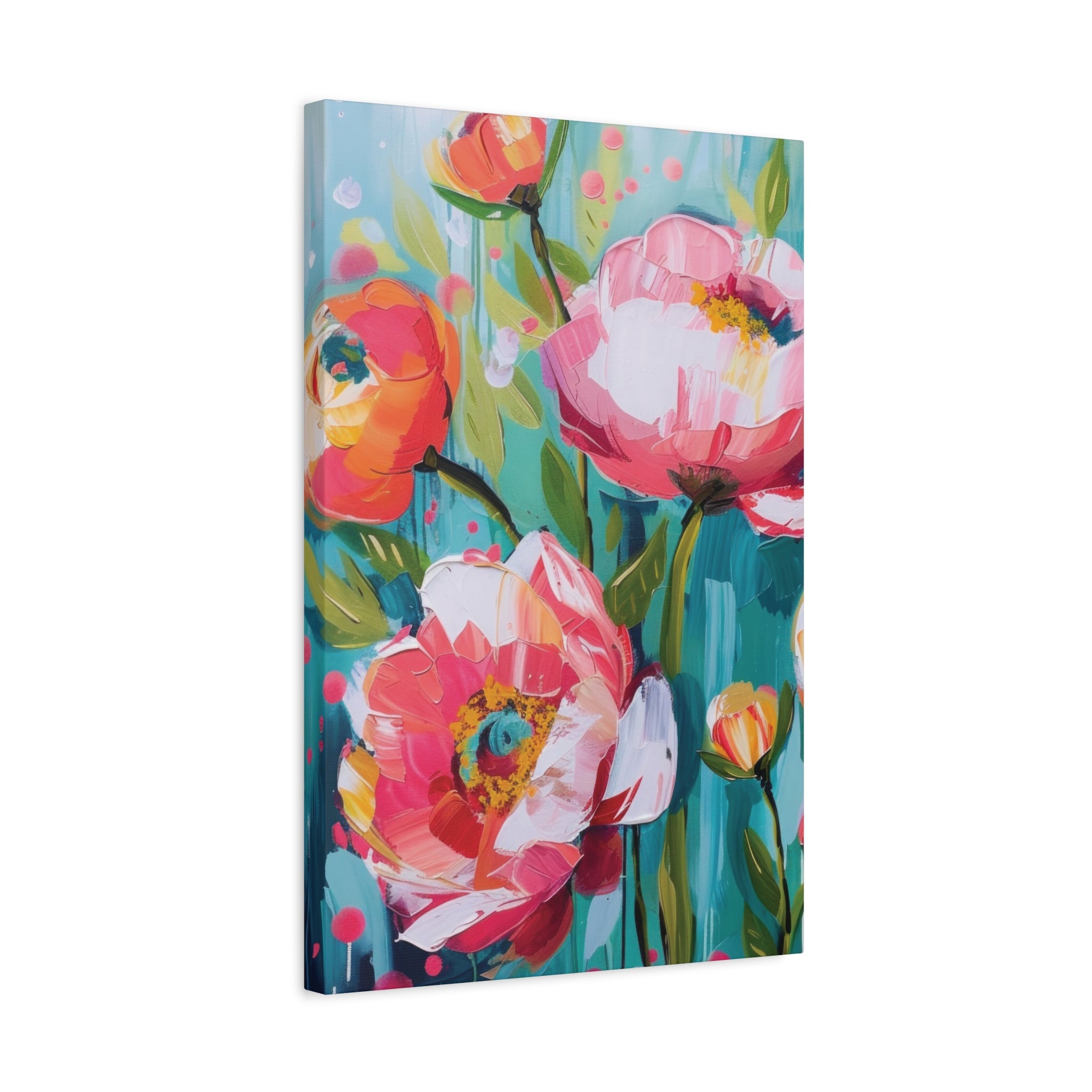 Unique Boho Floral Wall Art Matte Canvas Stretched, Vibrant Botanical Design, Perfect for Living Room, Bedroom, or Office Decor, Adds a Stylish Touch to Any Space - MRSBYVALLE