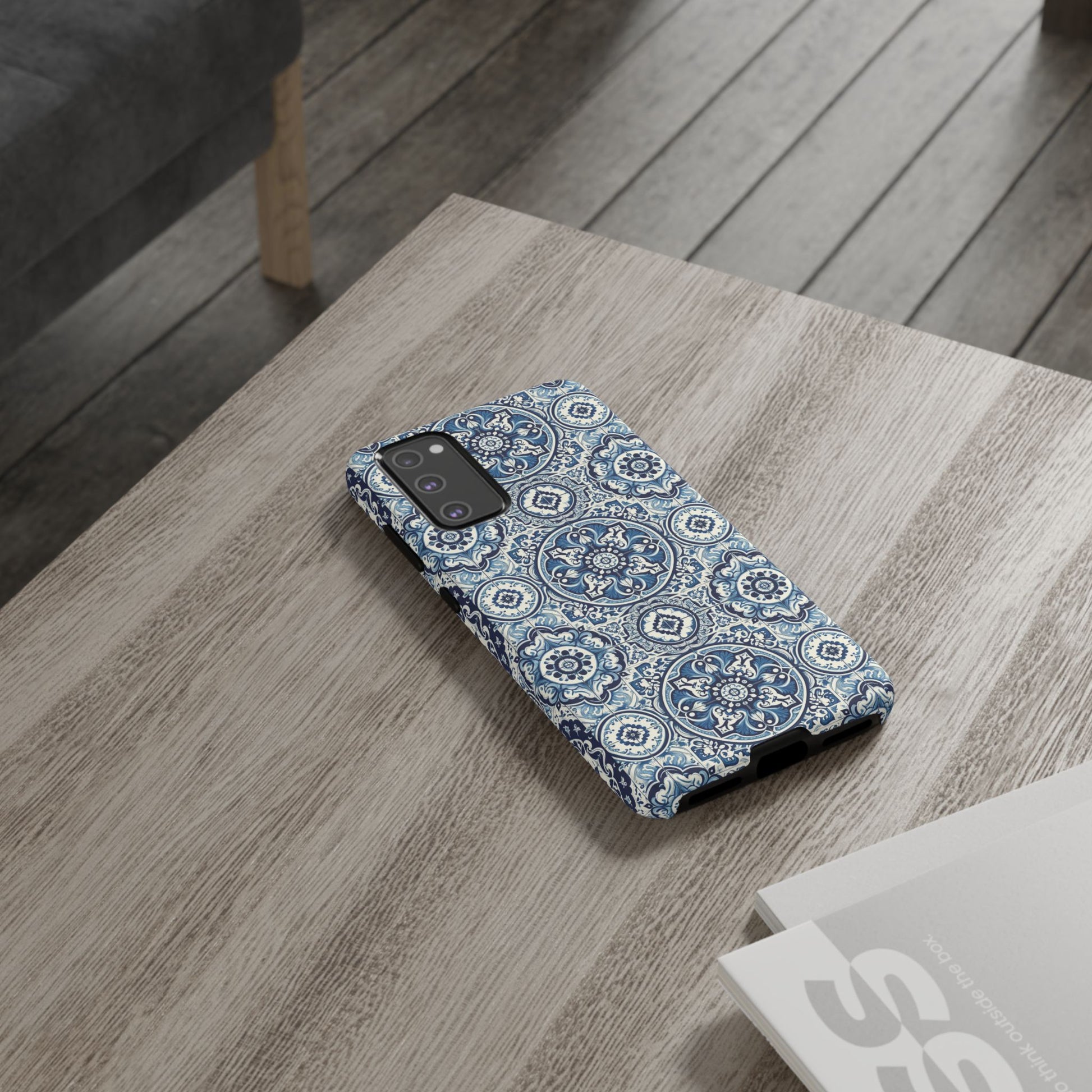 Azulejo Tile Phone Case Elegant Mediterranean Blue Porcelain Design iPhone 17, 16, 15, Samsung iPhone Samsung Accessory Gift for Her