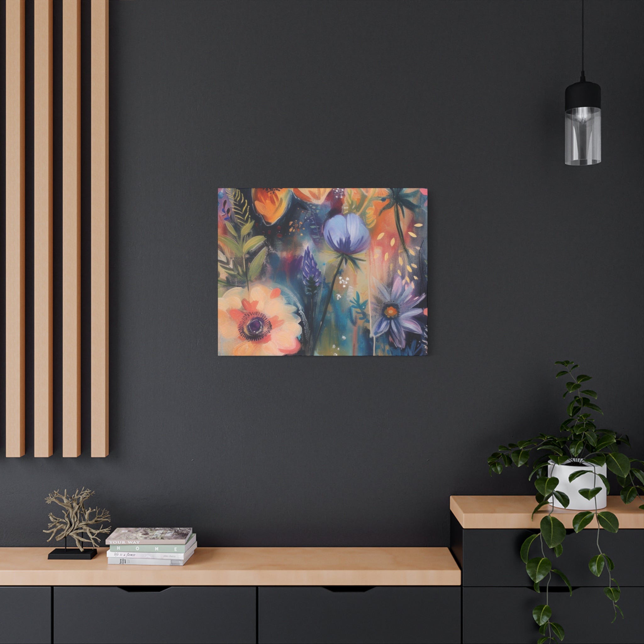 Boho Floral Wall Art Matte Canvas Stretched, Vibrant Botanical Design, Perfect for Living Room, Bedroom, or Office Decor, Adds a Stylish Touch to Any Space1.25" - MRSBYVALLE
