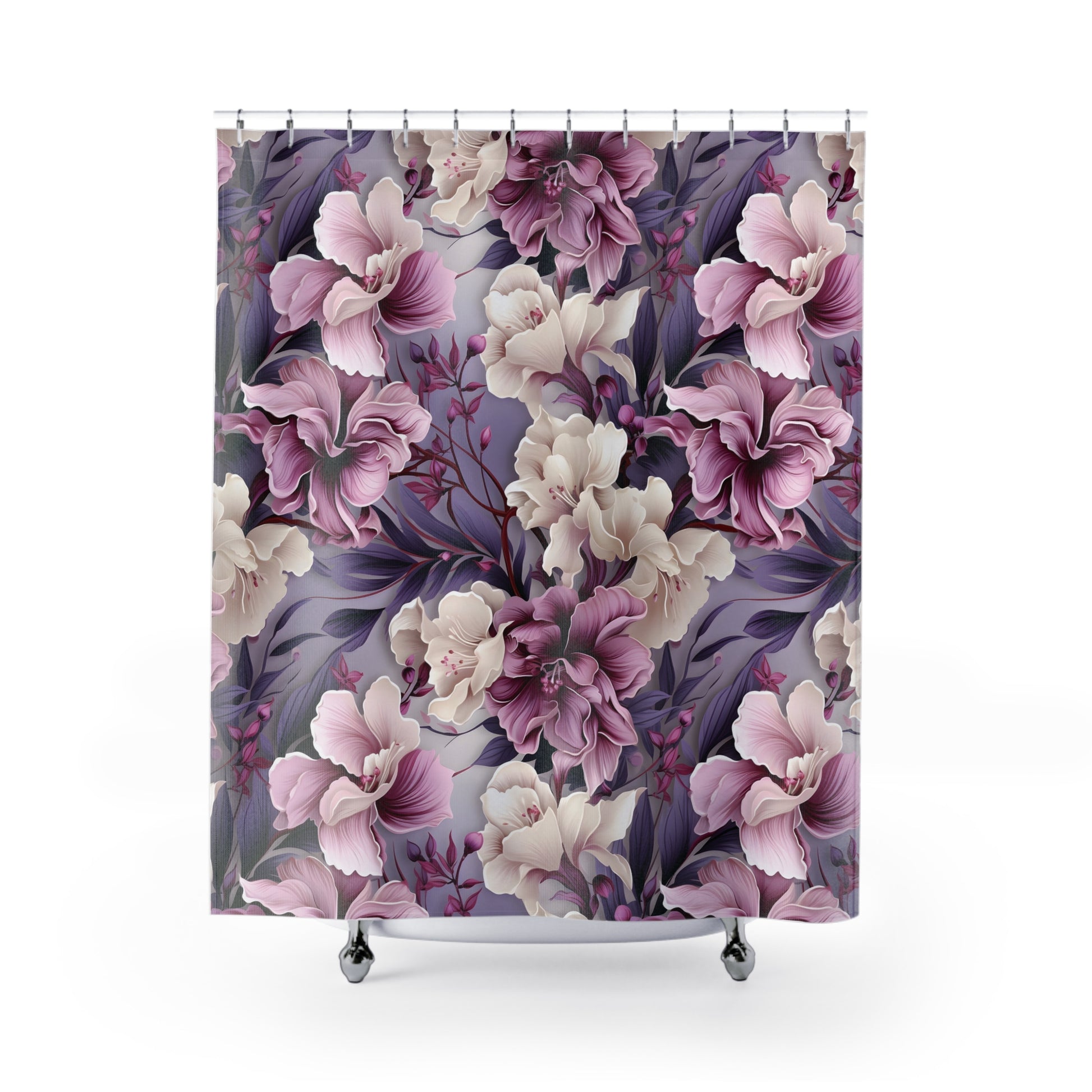 Purple Wildflowers Floral Shower Curtain Chic Nordic Botanical Art for Modern Bathroom Decor Perfect Bridal or Housewarming Gift Bathroom Makeover Housewarming Wedding Gift for Mom Bridal Shower Gift Newlywed - MRSBYVALLE