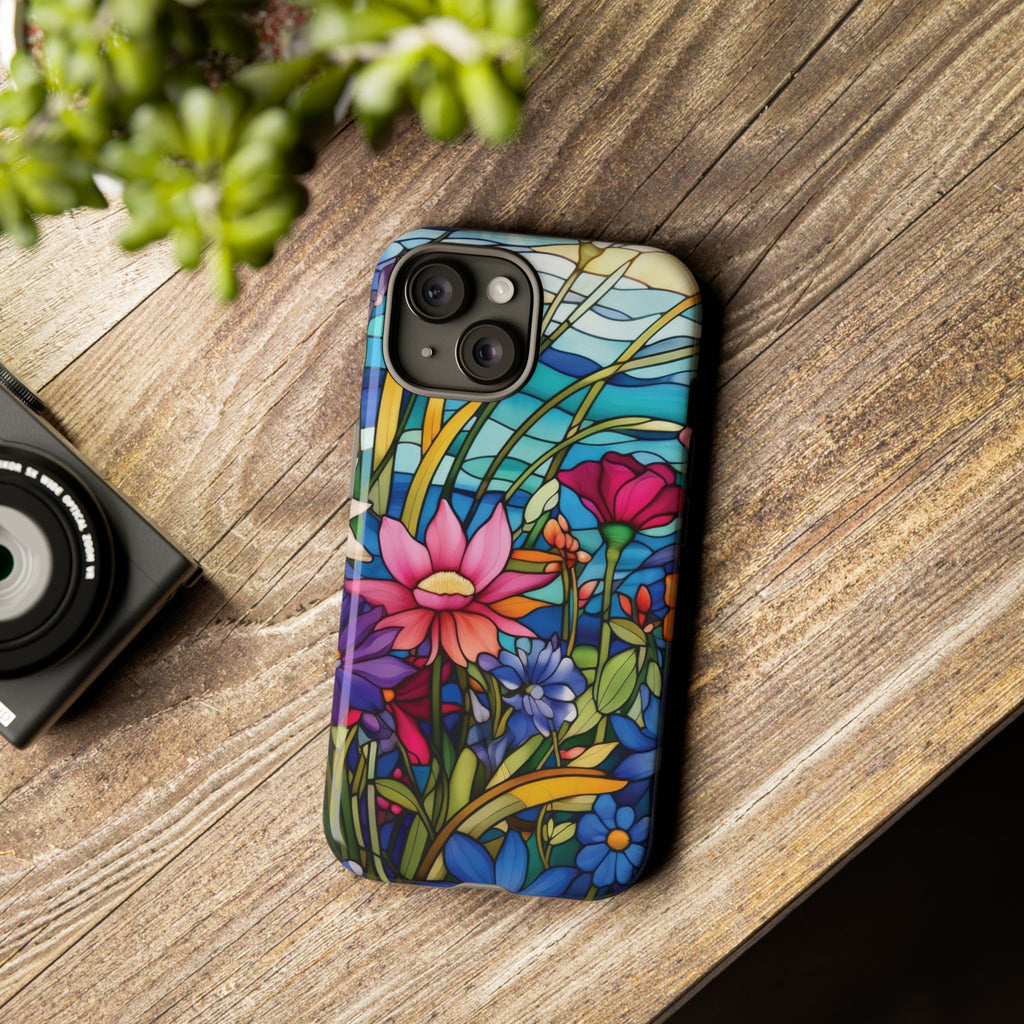 Wildflowers Stain Glass Illusion Phone Case Unique Holiday Protection for Your Device | Stylish & Durable Cover Gift for Her Phone 15, Samsung iPhone Samsung Accessory Gift for Her