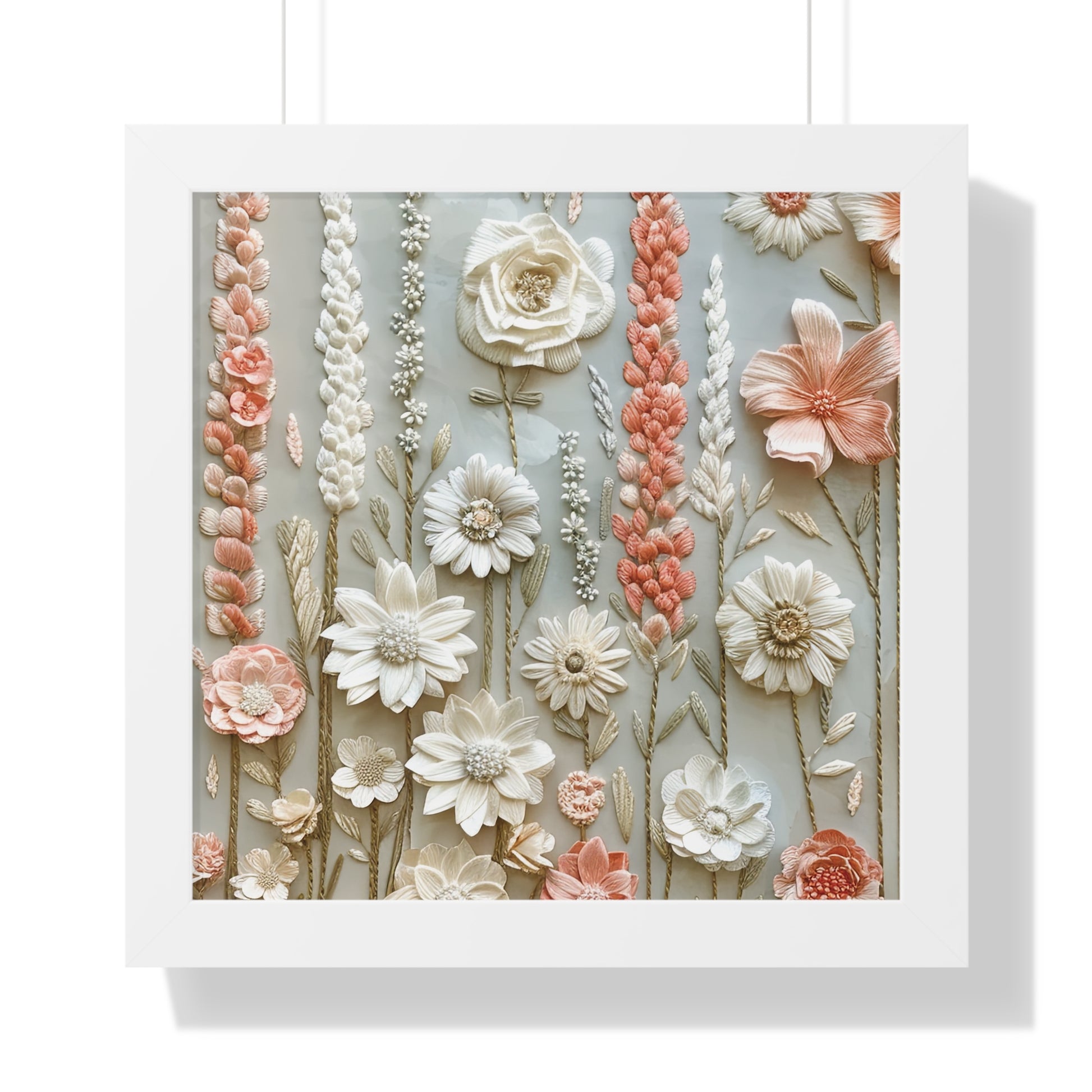 Delicate Pastel Floral Wall Art Captivating Blossom Patterns in Soft Hues and Elegant Home Décor Perfect for Living Rooms, Bedrooms, and Cozy Corners Encased in Black, White, or Walnut Frames with Durable Ready to Hang  Timelessly Crafted. - MRSBYVALLE