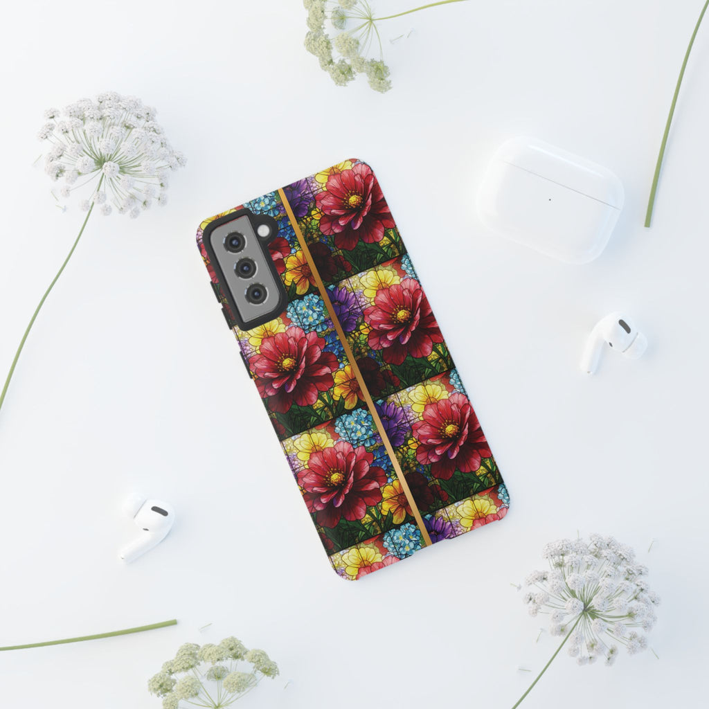 Stained Glass Illusion Floral Phone Case  3D Colorful Flower Design, Protective Christian Gift, Fits iPhone, Samsung, Google Pixel