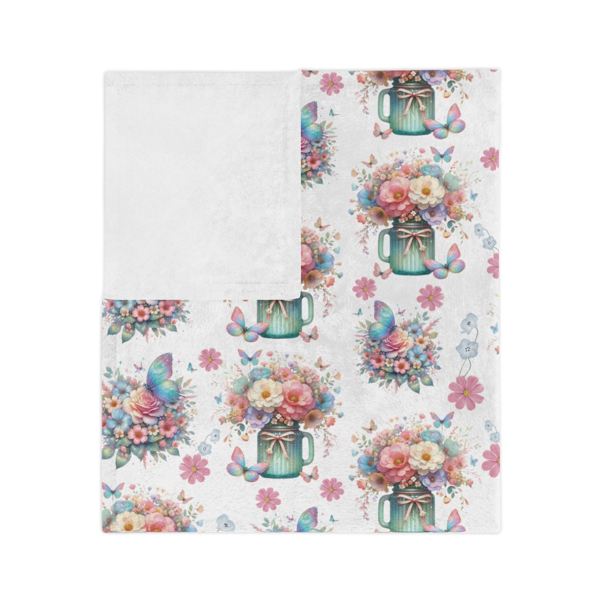 White Pastel Wildflower Minky Blanket Luxurious 100% Polyester Cozy Comfort Throw Ultra-Soft Microfiber Comfort Blanket, Perfect for Snuggling Decor, Cozy All-Season Warmth, Comfort Housewarming Gift Throw.