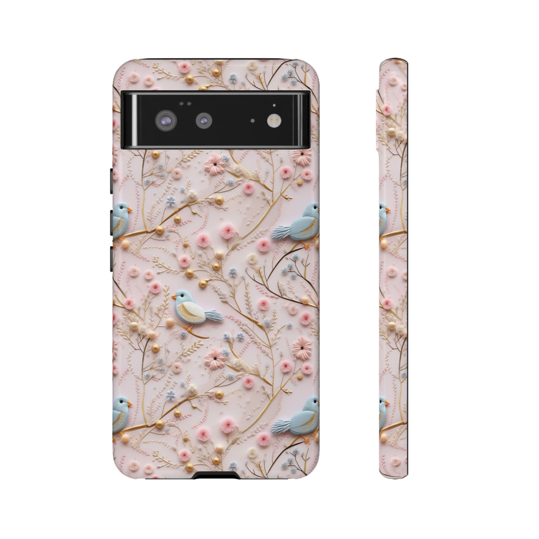 3D Birds Elegant Faux Flowers Phone Case Stylish & Durable for iPhone Samsung Gift iPhone 15, 14, 13 Samsung Pixel Gift for Mom Accessory Gift for Her
