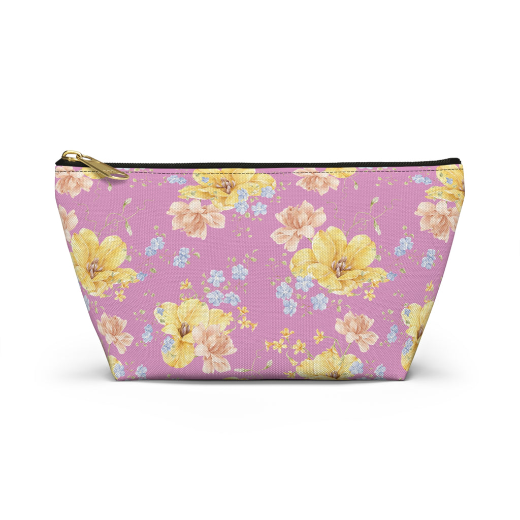 Pochette à accessoires florale jaune — Trousse de toilette en forme de T