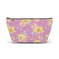 Pochette à accessoires florale jaune — Trousse de toilette en forme de T