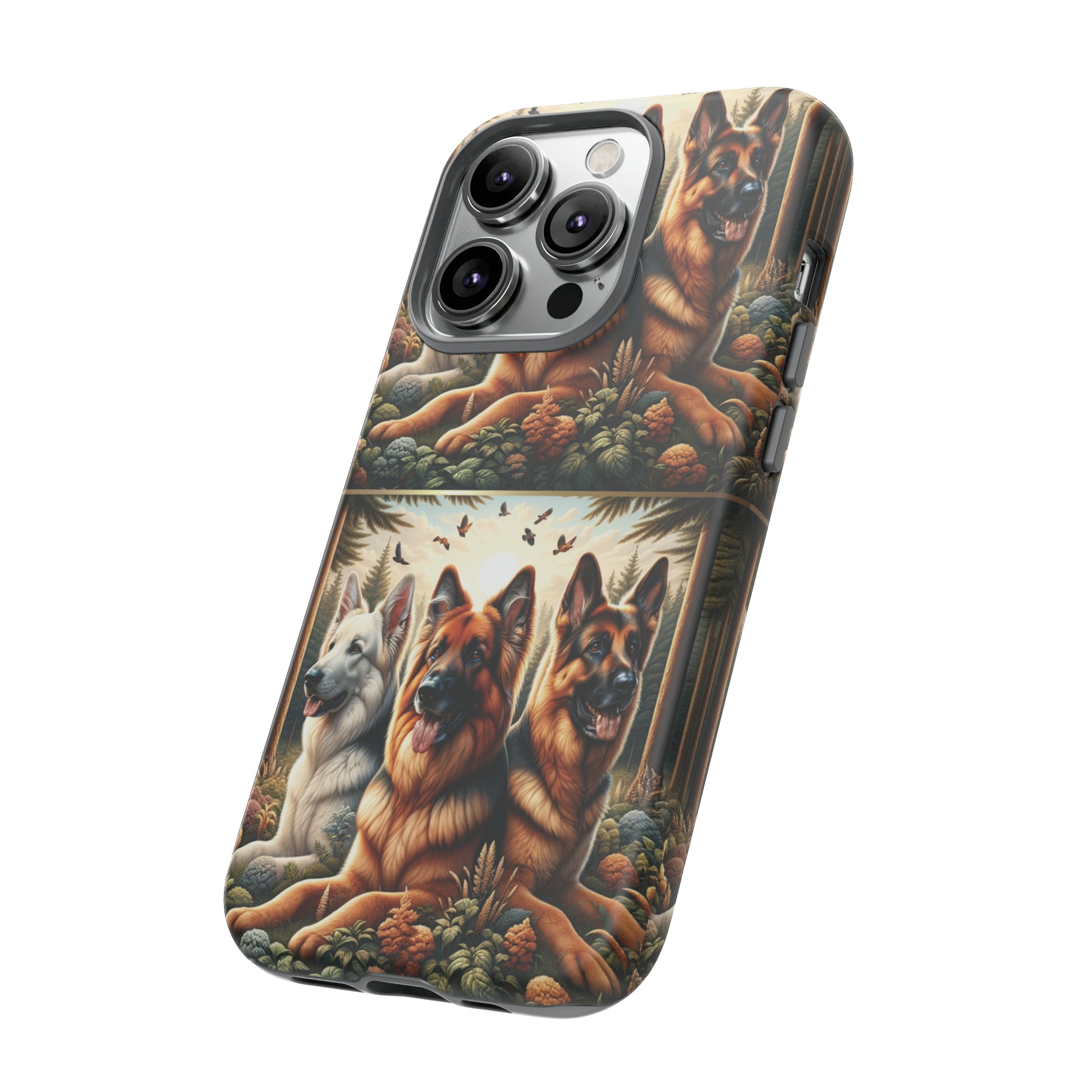 German Shepherd Phone Tough Case Floral Elegant Durable Dog Lover Devices iPhone 15, Samsung iPhone Samsung Accessory Gift for Her.