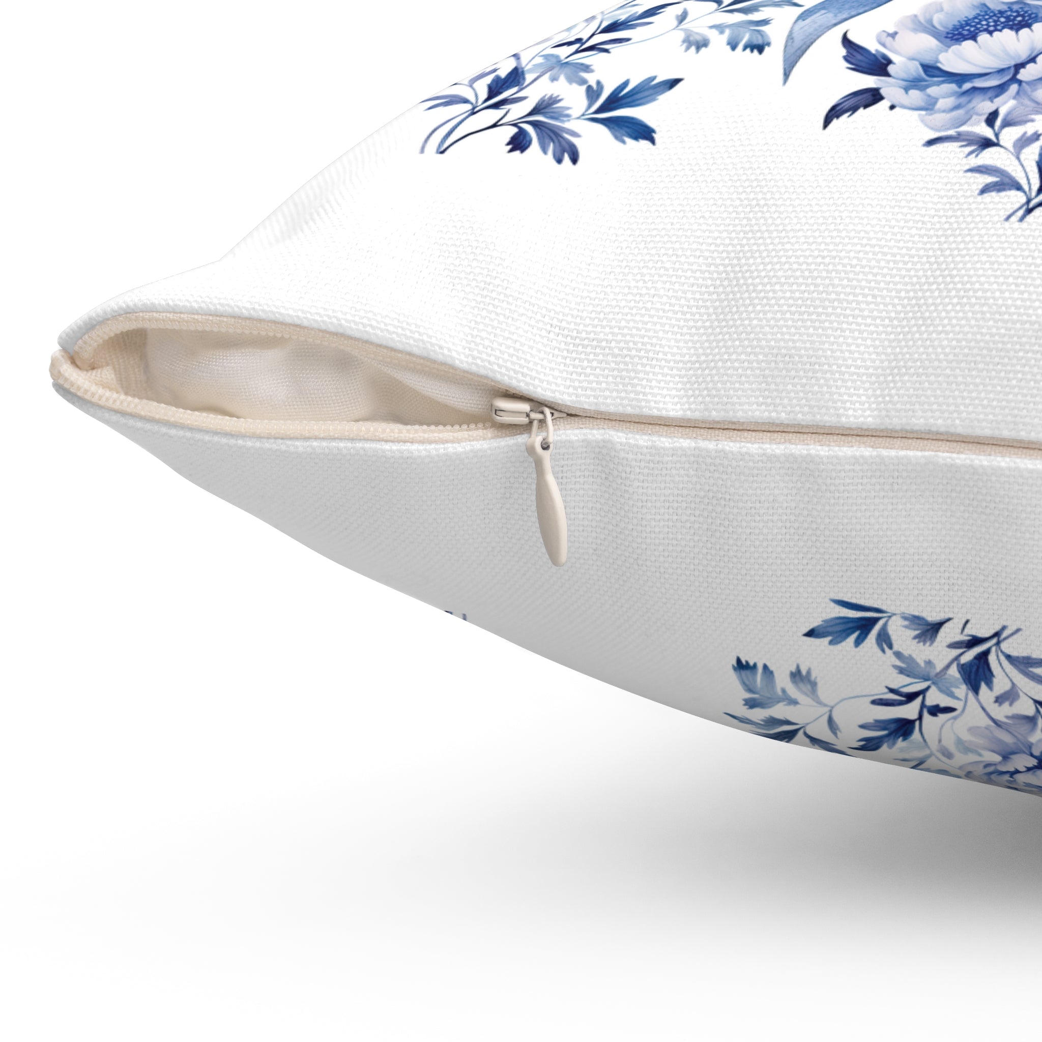 Elegant Blue Bow Chinoiserie Square Pillow – Vintage Bird & Floral Design, Soft & Stylish, Available in 16x16, 18x18 & 20x20, Perfect for Home Decor & Gifting Sofa Decor 100% Polyester with Double-Sided Print