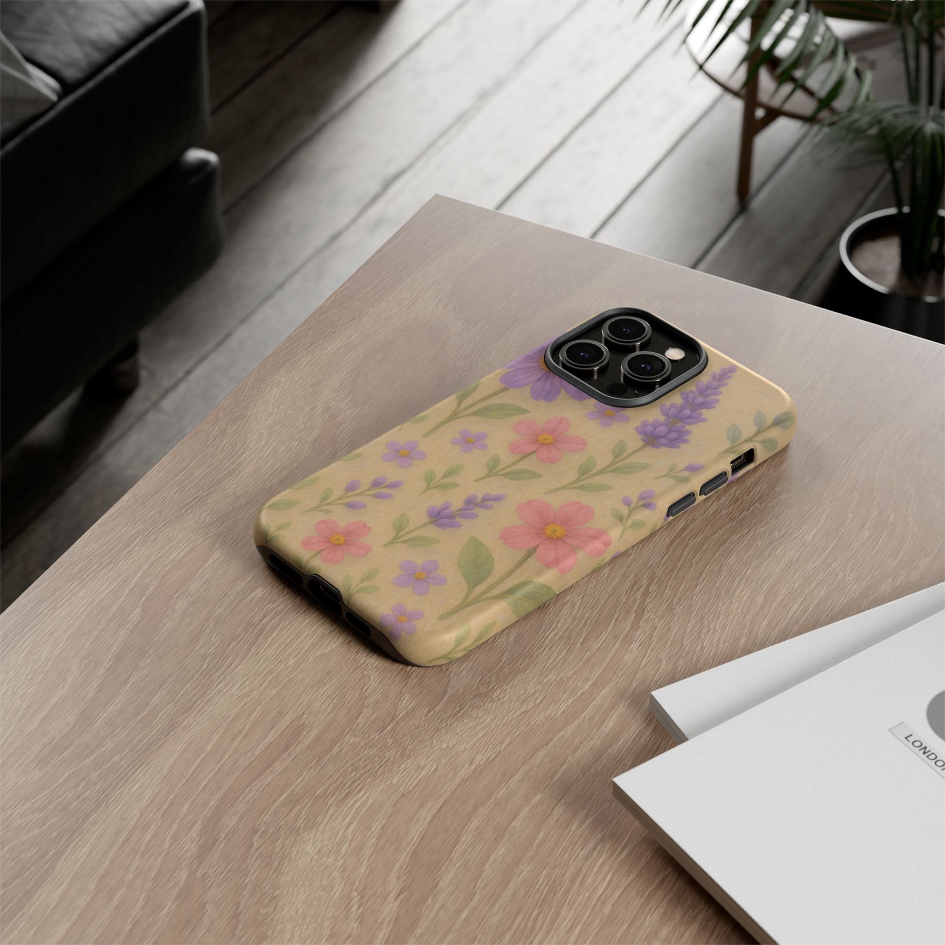 3D Illusion Wildflower Phone Case Cute Pastel Floral Design in Lavender, Pink, Mint Green – Aesthetic Protective Case for iPhone and  Android