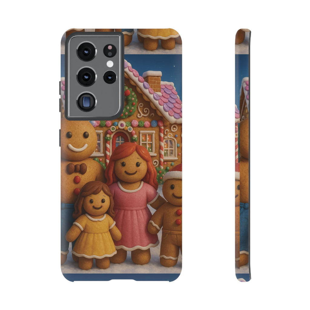 Coque de téléphone esthétique Famille en Pain d'Épices – Design d'inspiration vintage sur le thème de Noël – Étui stylé pour modèles iPhone et Samsung Galaxy