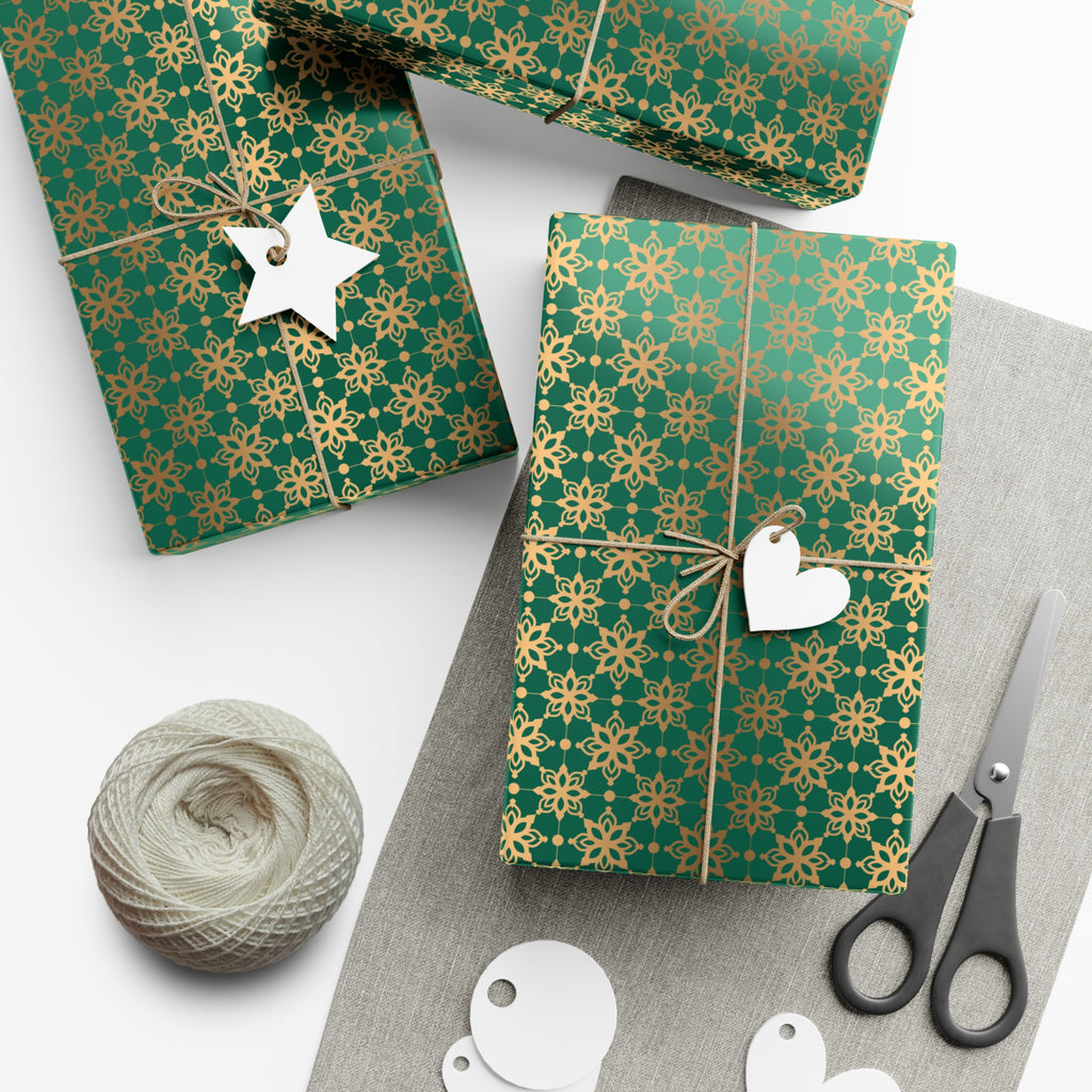 Elegant Luxuries Emerald Green Wrapping Paper with Gold Accents Perfect for Christmas Gifts, Weddings, & Special Occasions – Premium Quality Gift Wrap for Luxurious Presentation - MRSBYVALLE