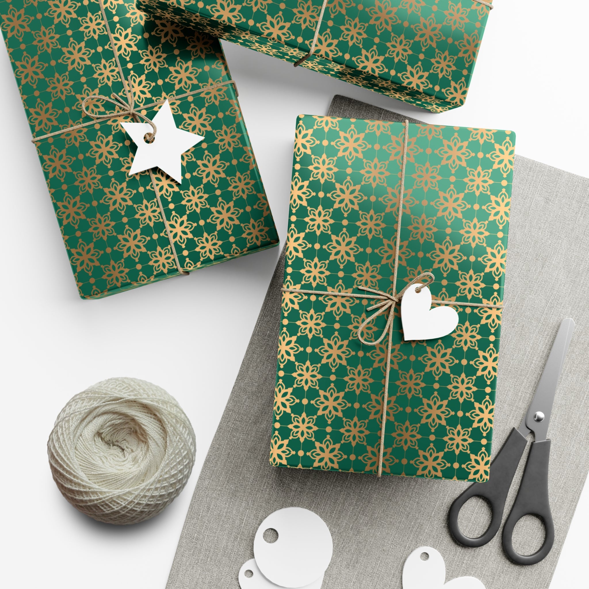 Elegant Luxuries Emerald Green Wrapping Paper with Gold Accents Perfect for Christmas Gifts, Weddings, & Special Occasions – Premium Quality Gift Wrap for Luxurious Presentation - MRSBYVALLE