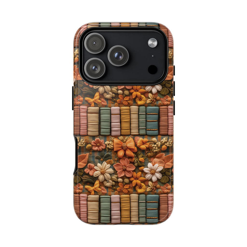 3D Illusion Boho Floral and Books Phone Case Gift for Her Phone 15, Samsung iPhone Samsung Gift for Her Case iPhone 15, Samsung iPhone Samsung Accessory Gift for Her