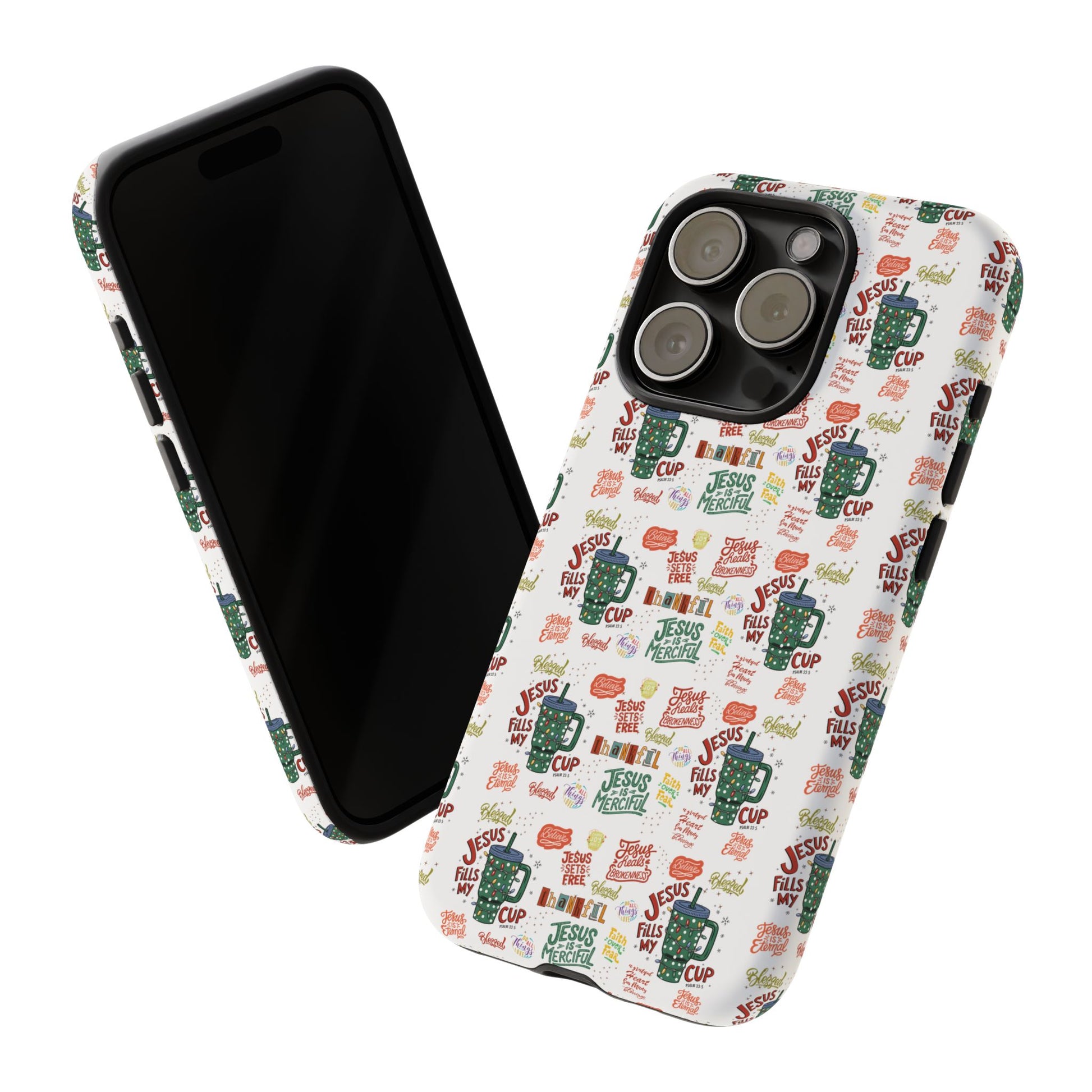 Jesus Fill My Cup Phone Case Cute Floral Design in Red, Pink, Blue – Aesthetic Protective Case for iPhone and  Android