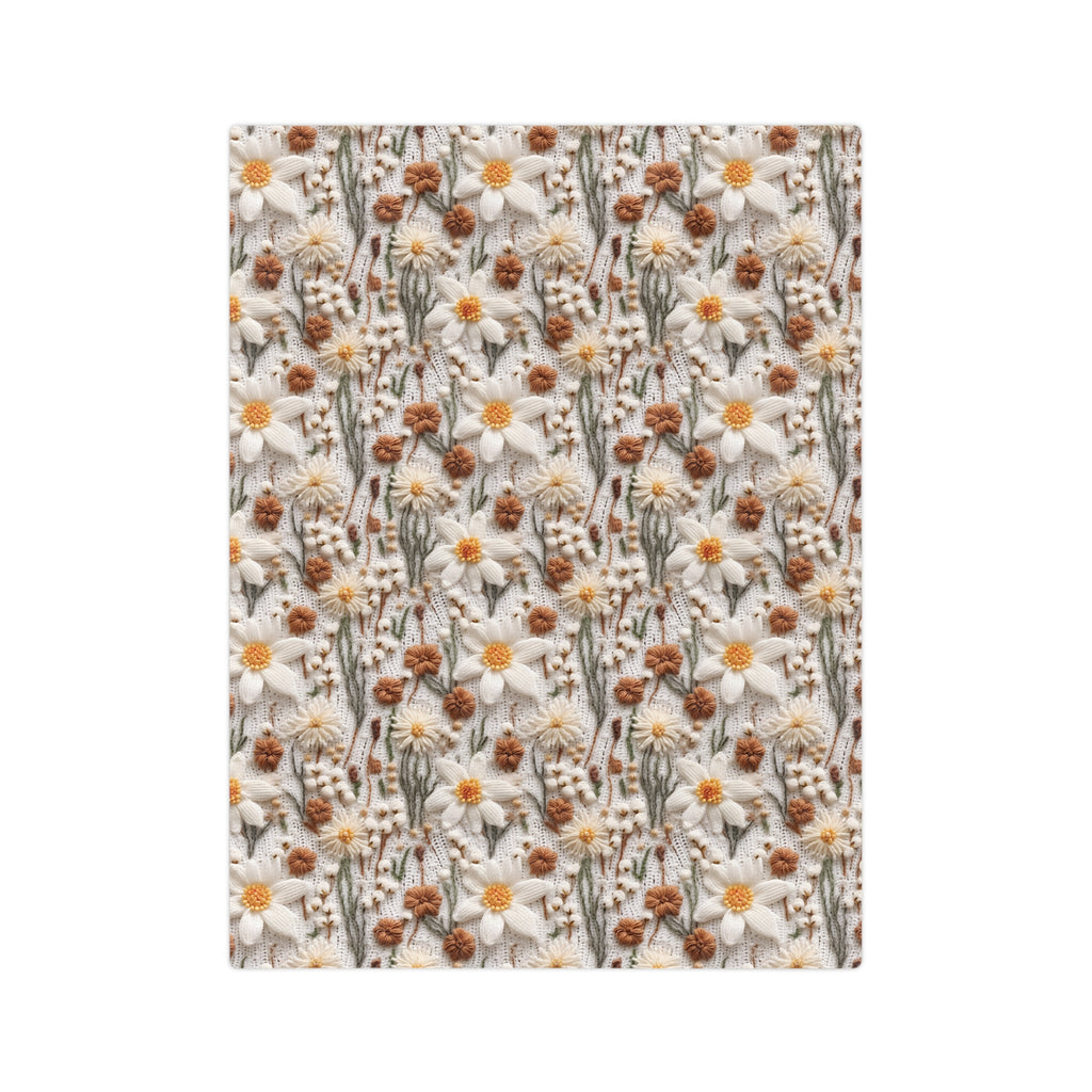Wildflower Mirage Boho 3D Embroidery Illusion Minky Blanket Cozy Comfort Throw Ultra-Soft Microfiber Comfort Blanket, Perfect for Snuggling Decor, Cozy All-Season Warmth, Comfort Housewarming Gift Throw.
