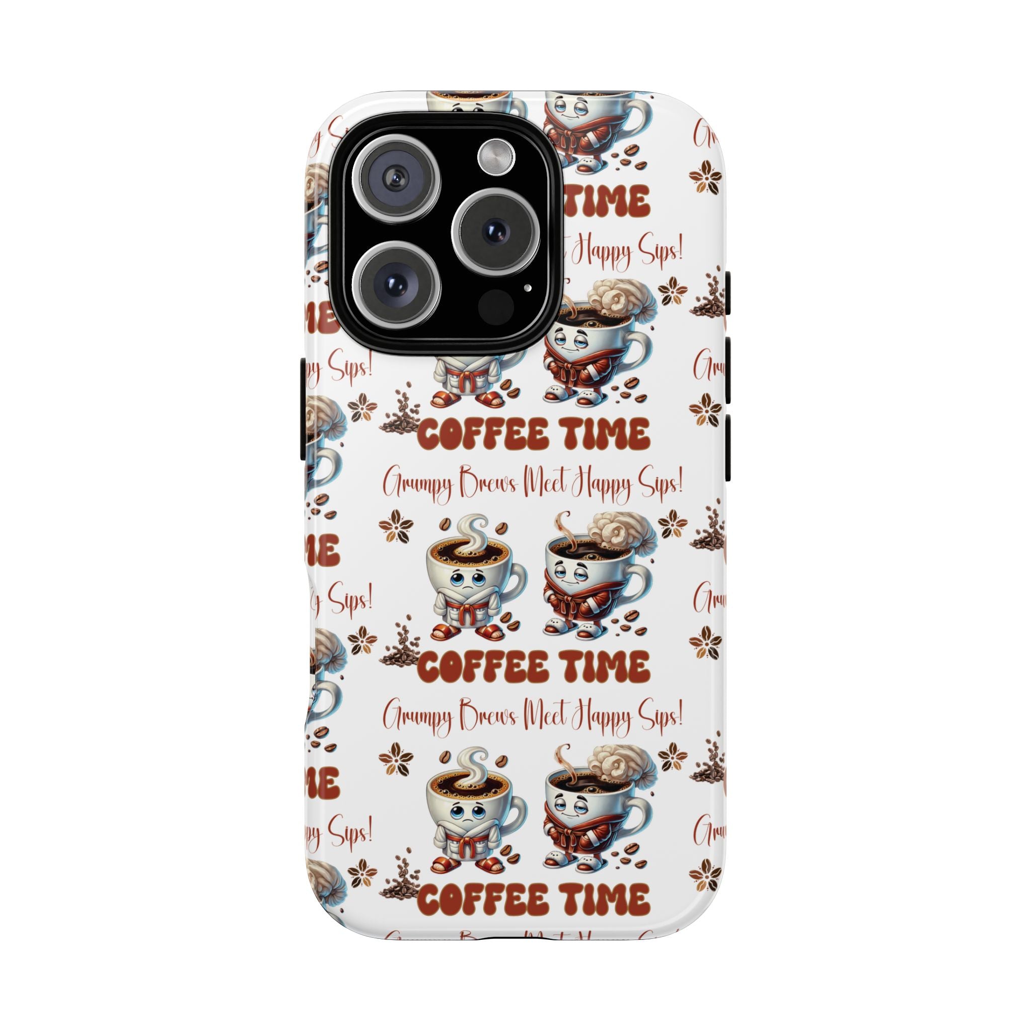 Grumpy Brews Meet Happy Sips Phone Case Compatible with iPhone, Samsung & Pixel | Fun, Durable Protection for Coffee Lovers | Unique Design, Shockproof & Scratch-Resistant Perfect for Coffee Lover - MRSBYVALLE