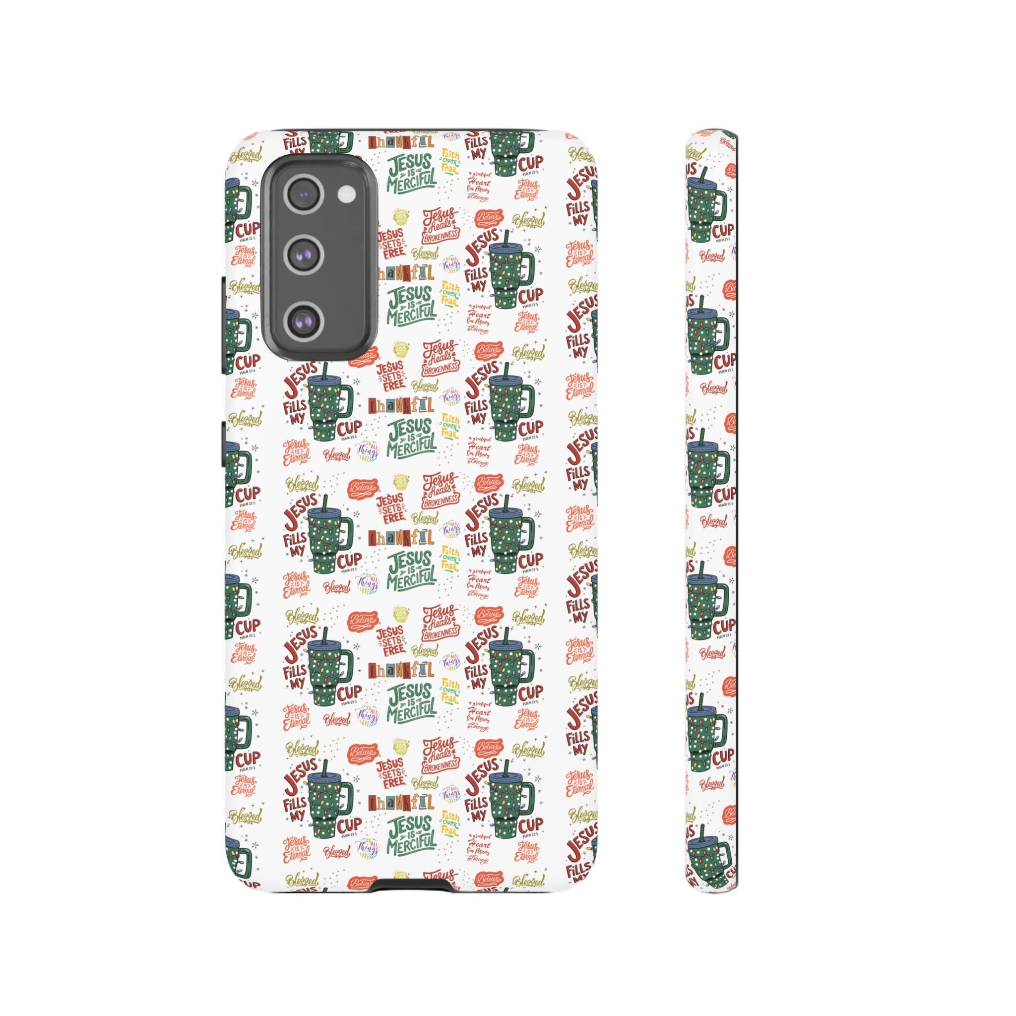 Jesus Fill My Cup Phone Case Cute Floral Design in Red, Pink, Blue – Aesthetic Protective Case for iPhone and  Android