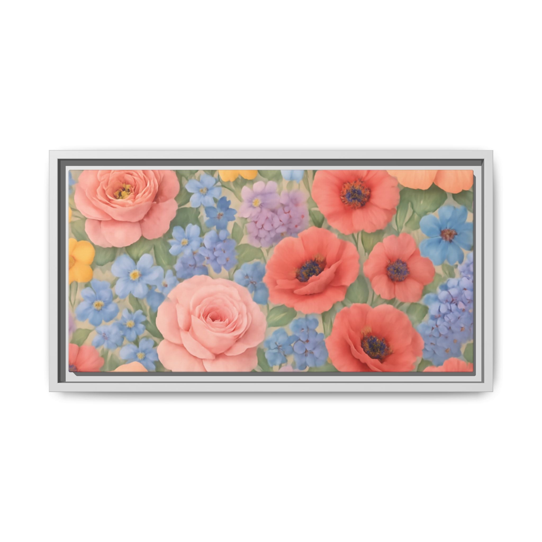 Luxury Framed Floral Canvas – Bold Multi-Color Botanical Wall Art, Elegant Nature-Inspired Accent for Living Room, Bedroom, or Office Décor Gift for Mom