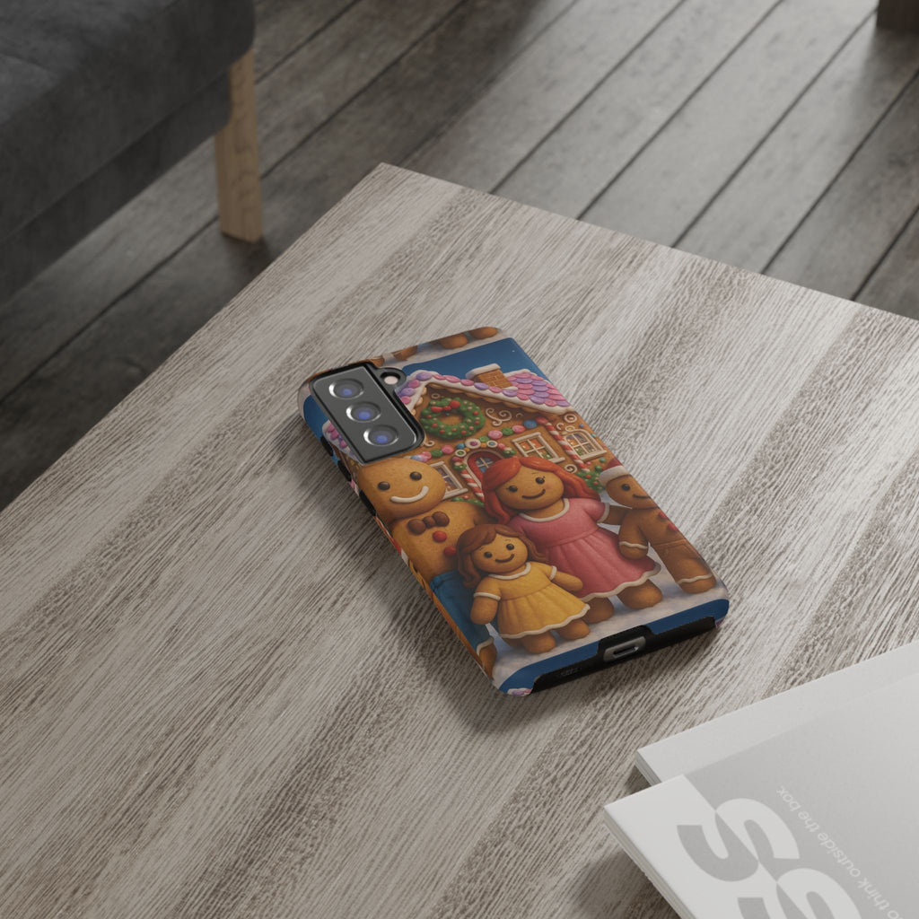Coque de téléphone esthétique Famille en Pain d'Épices – Design d'inspiration vintage sur le thème de Noël – Étui stylé pour modèles iPhone et Samsung Galaxy