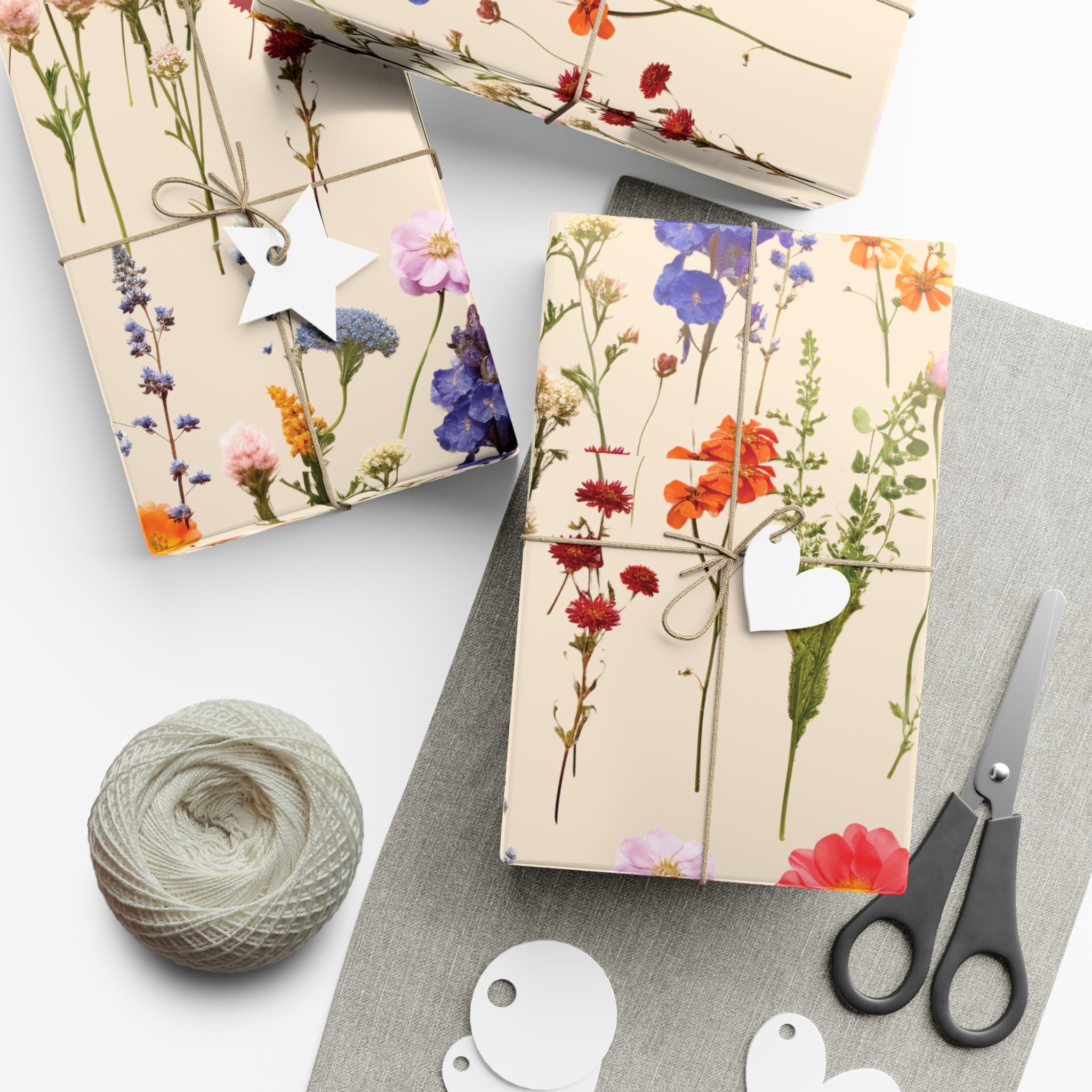 Wildflowers Press Illusion Floral Symphony Timeless Wrapping Paper Perfect for Weddings, Bridal & Baby Showers Eco-Friendly, All Occasion.