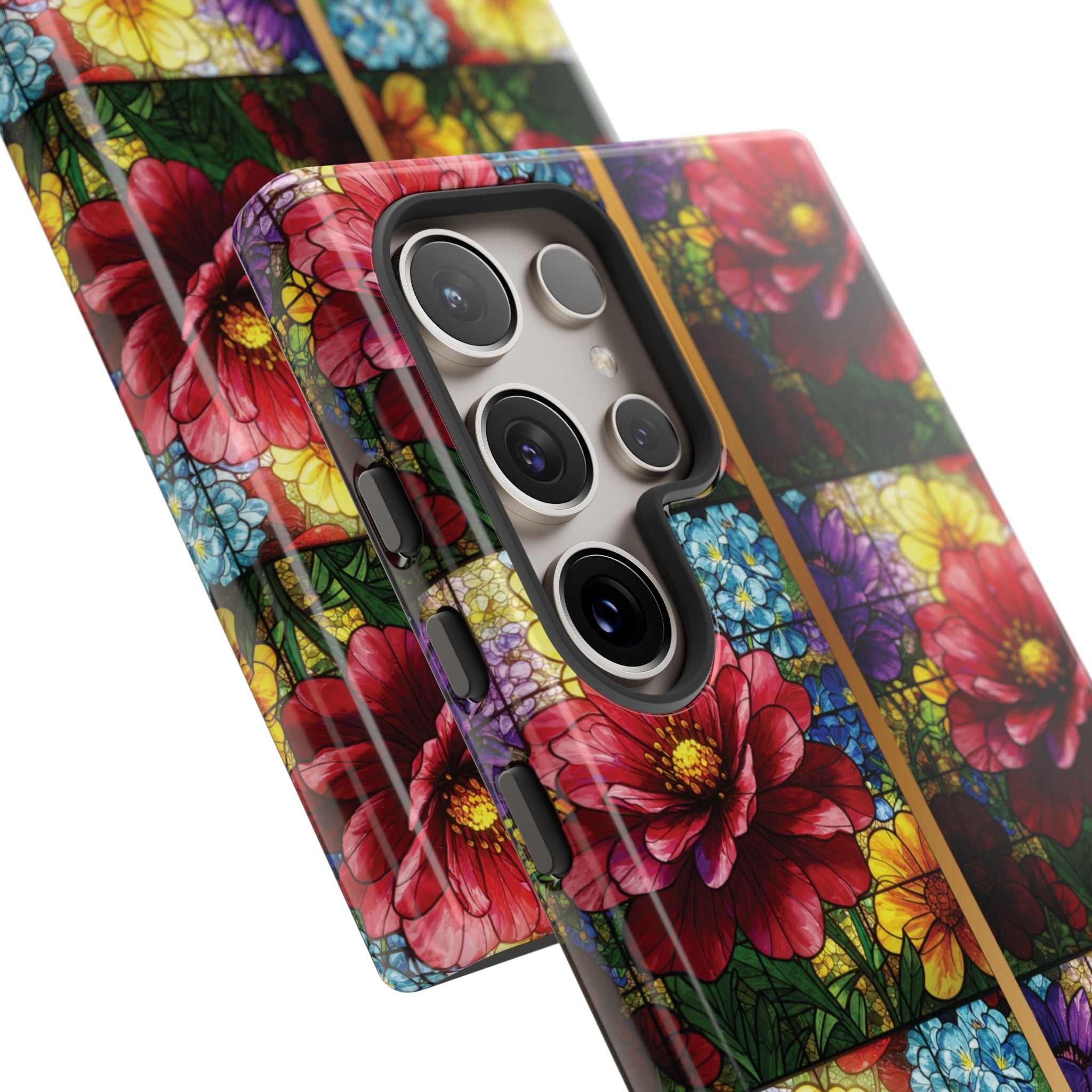 Stained Glass Illusion Floral Phone Case  3D Colorful Flower Design, Protective Christian Gift, Fits iPhone, Samsung, Google Pixel