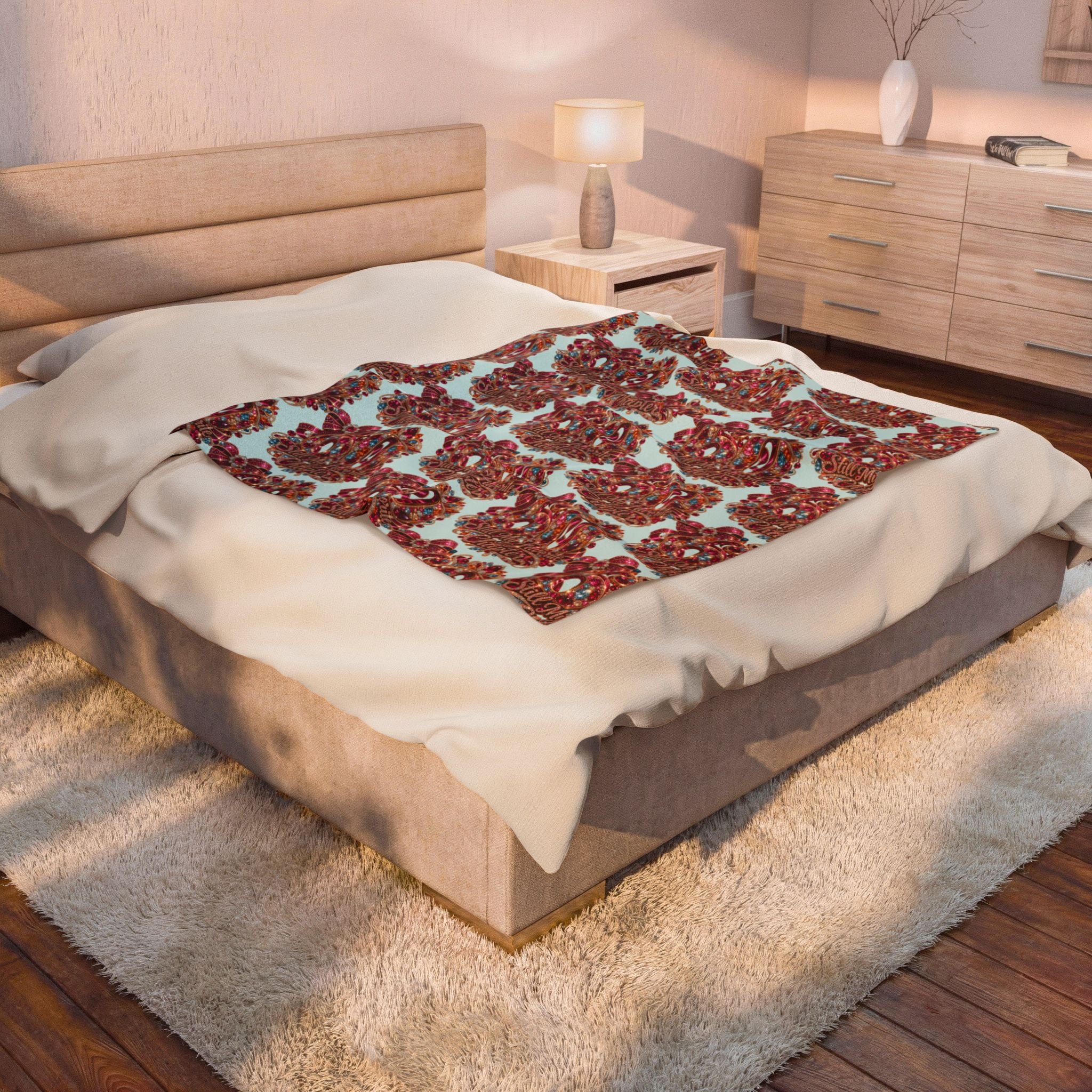 Plush Blanket — Retro Candy Heart Pattern "Sweet Chapter" Velveteen Throw 60 Gift