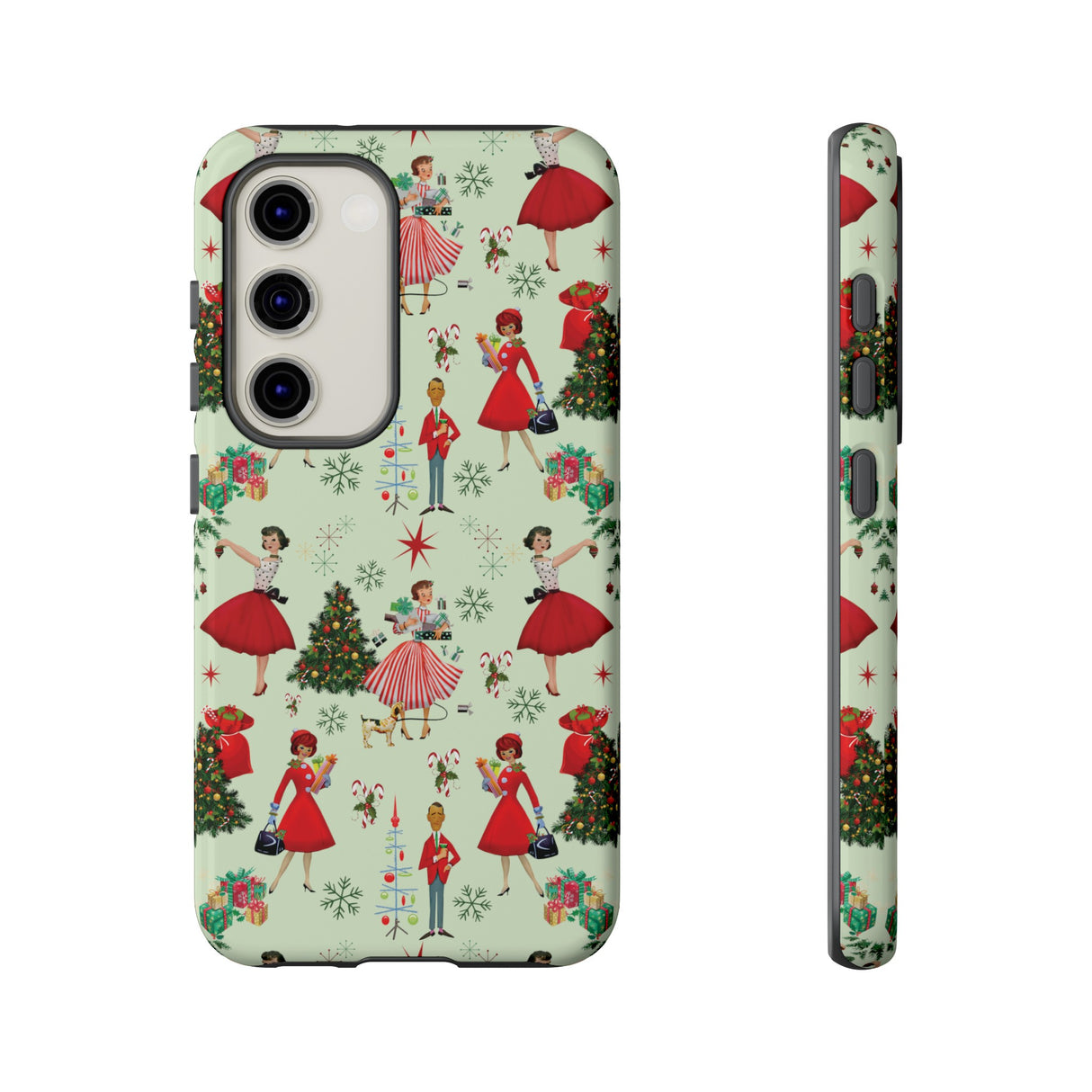1950s Vintage Phone Case - Retro Christmas Design | Unique Holiday Protection for Your Device | Stylish & Durable Cover Gift for Her Phone 15, Samsung iPhone Samsung Accessory Gift for Her