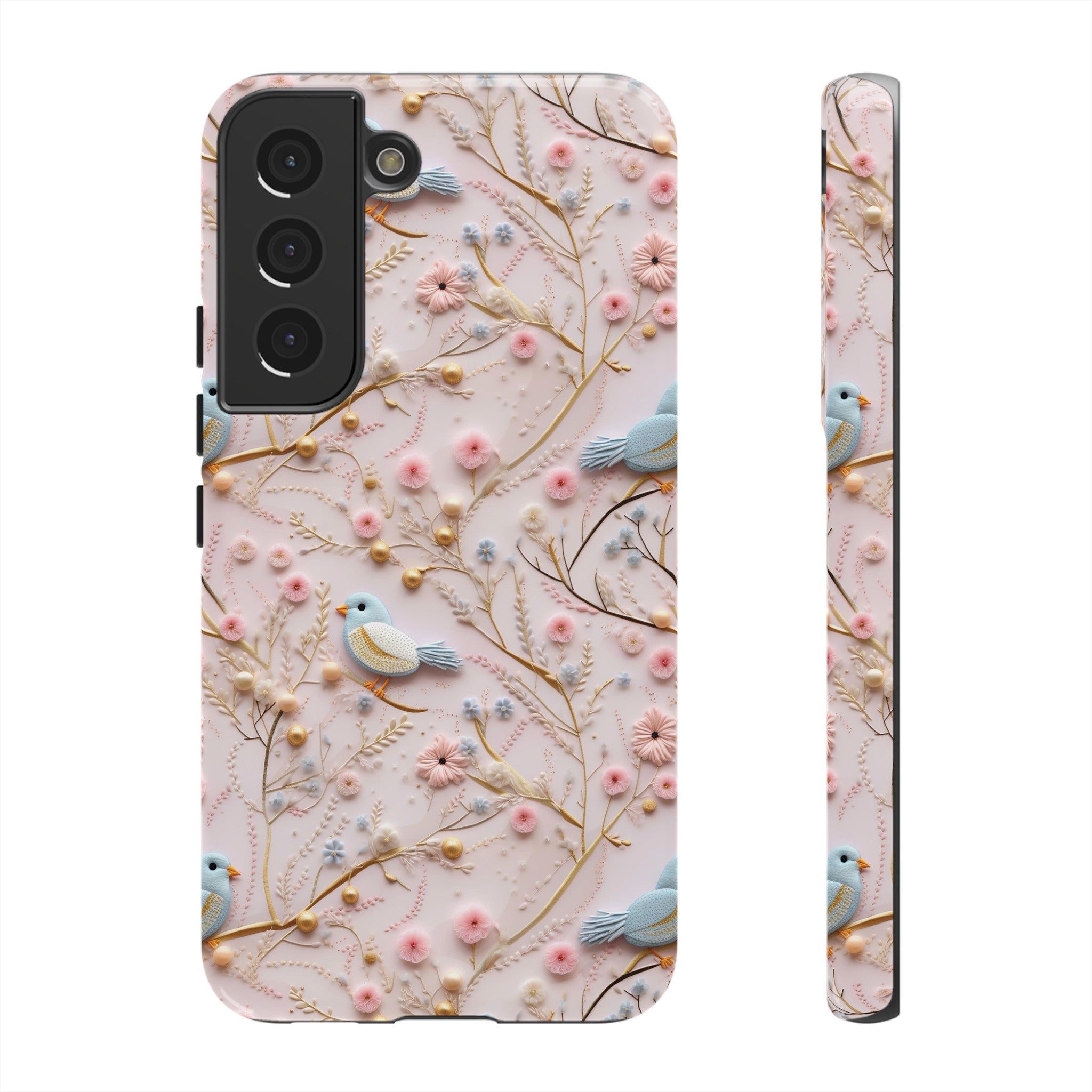 3D Birds Elegant Faux Flowers Phone Case Stylish & Durable for iPhone Samsung Gift iPhone 15, 14, 13 Samsung Pixel Gift for Mom Accessory Gift for Her