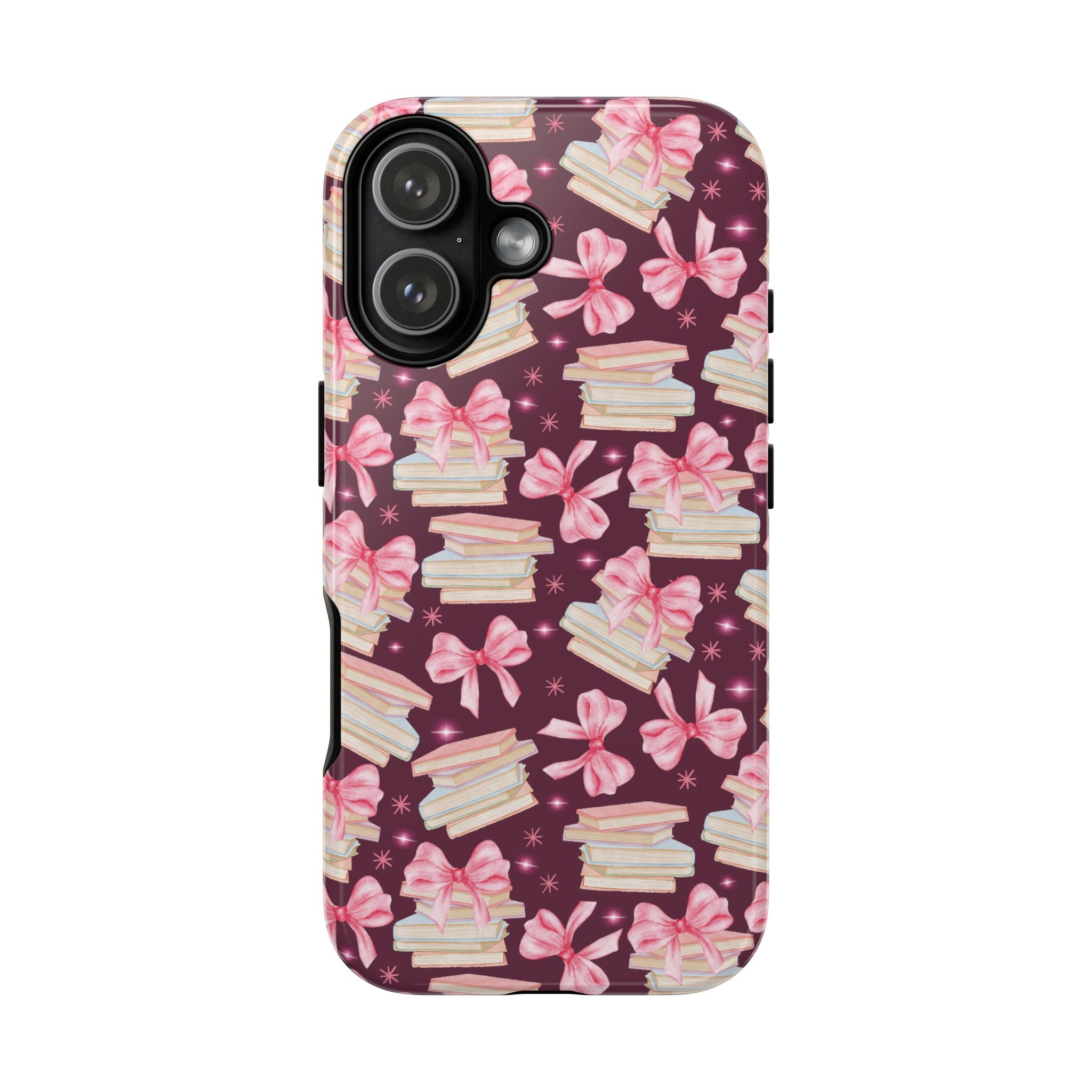 Coquette Pink Bows & Books Phone Case for iPhone 17 and Samsung, Pixel | Stylish Protective Cover Gift for Her Perfect for Floral Lover