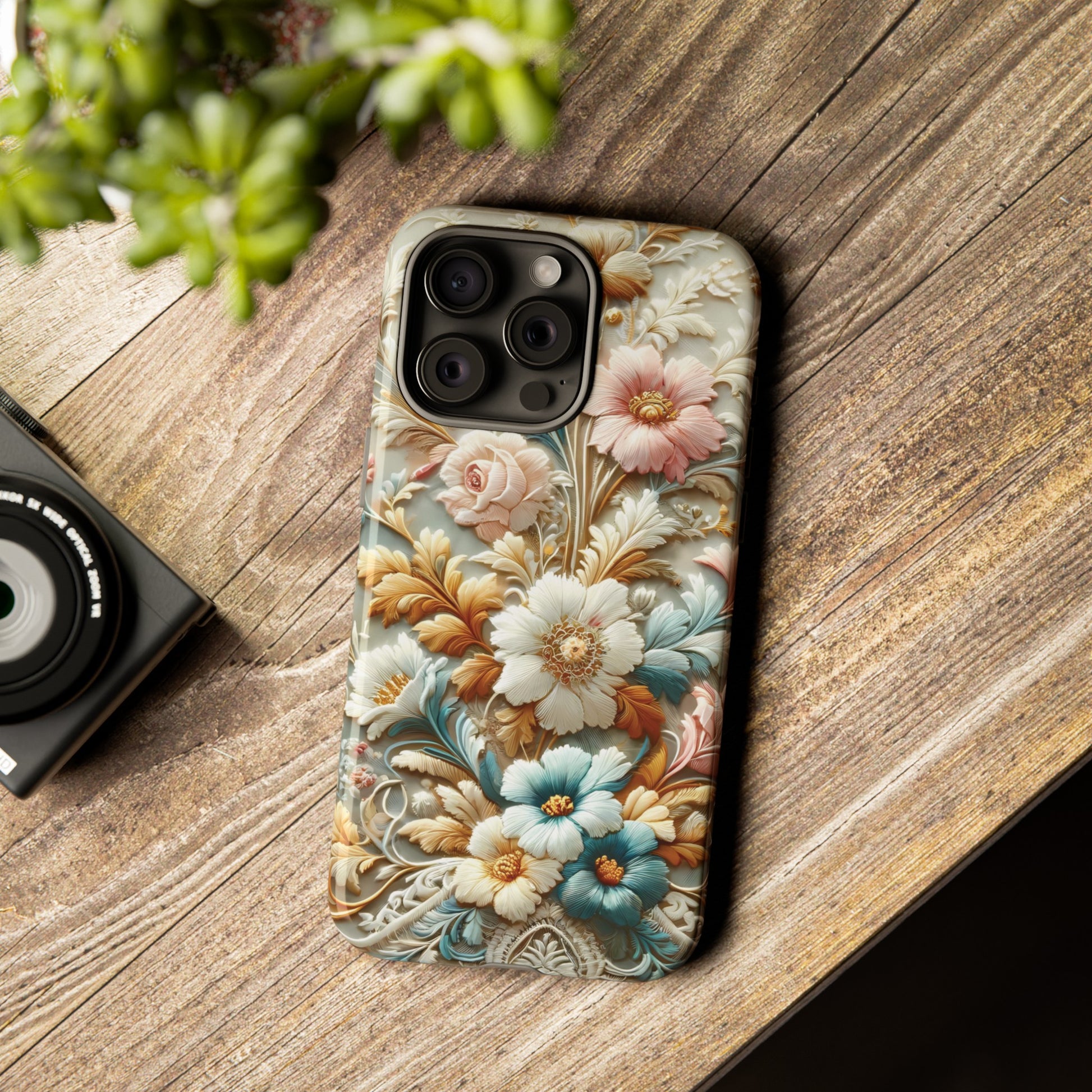 3D Elegant Faux Flowers Phone Case Stylish & Durable for iPhone Samsung Gift iPhone 15, 14, 13 Samsung Pixel Gift for Mom Accessory Gift for Her