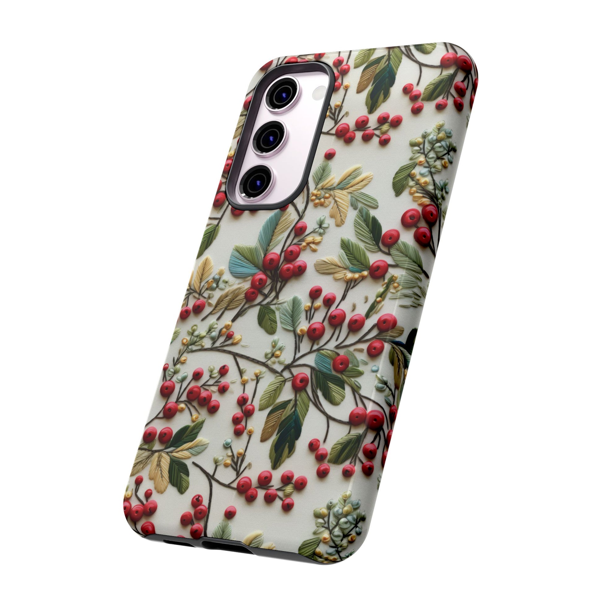 Holly Christmas Wildflowers Boho Chic Design Phone Case - Stylish, Protective Cover for All Models Gift for Mom Accessory Gift for Her