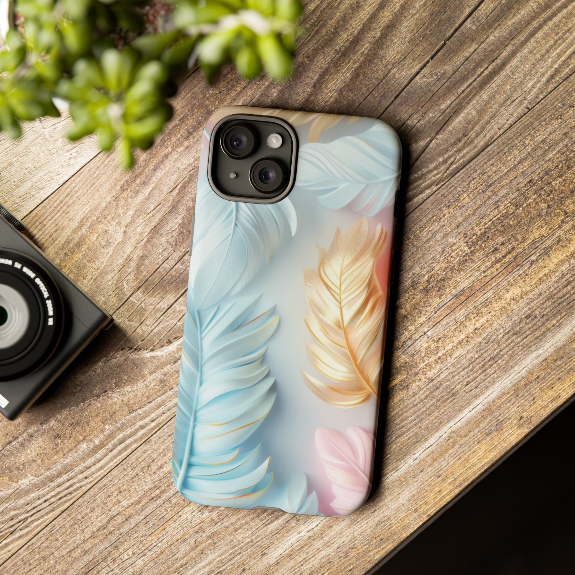 Pastel Feathers Protective Phone Case Gift for Her Phone 15, Samsung iPhone Samsung Gift for Her Case iPhone 15, Samsung iPhone Samsung Accessory Gift for Her
