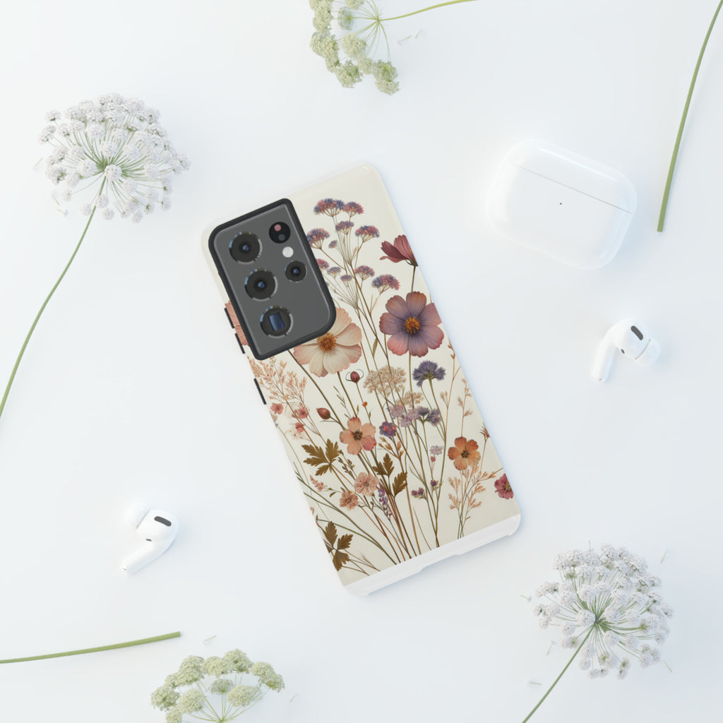 Wildflower Boho Luxury Phone Tough Case Floral Elegant Durable Stylish for Modern Devices iPhone 15, Samsung iPhone Samsung Accessory Gift for Her.