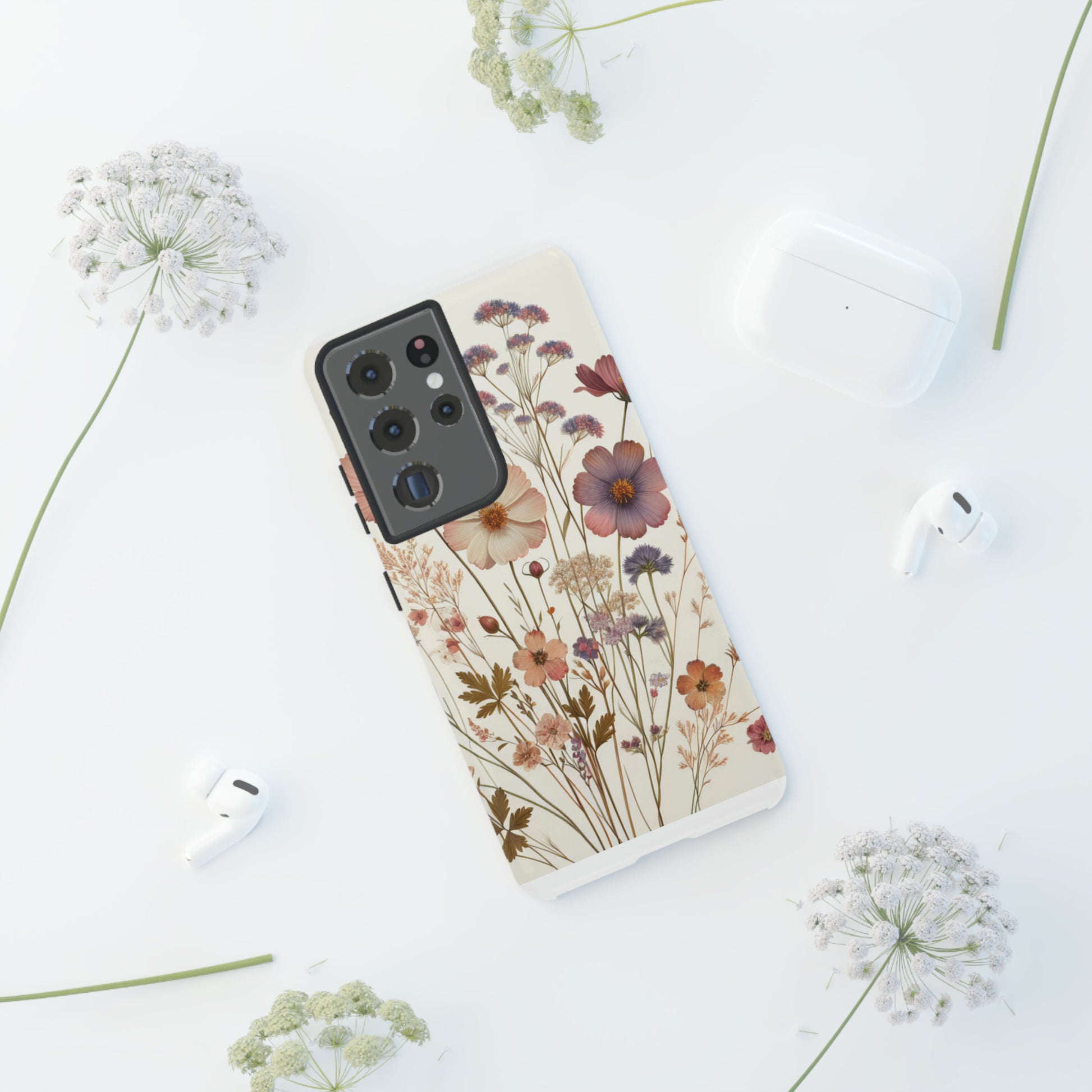 Wildflower Boho Luxury Phone Tough Case Floral Elegant Durable Stylish for Modern Devices iPhone 15, Samsung iPhone Samsung Accessory Gift for Her.